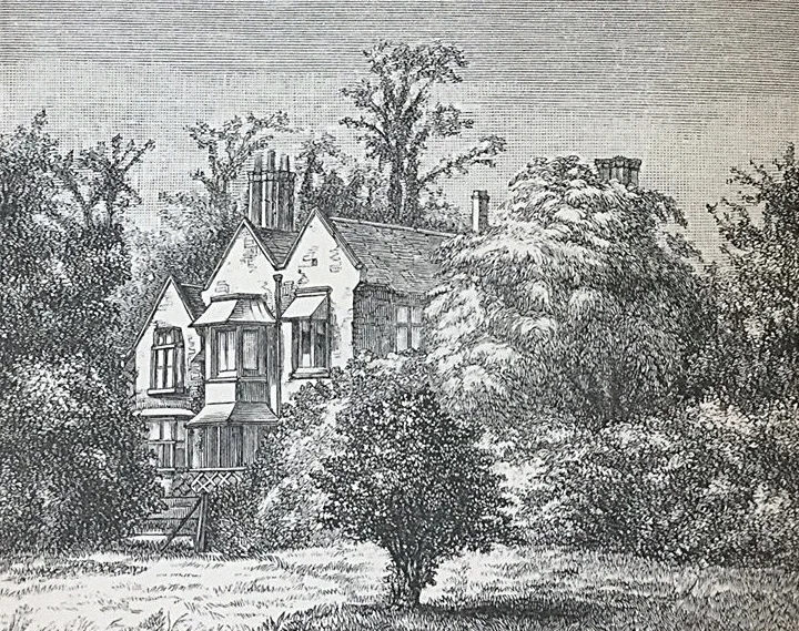 Fitzgerald's home, "The Little Grange", in Woodbridge, Suffolk, where Calderón's plays and Omar Khayyam's poetry were translated. Sketch from Letters and Literary Remains of Edward Fitzgerald , Vol. II, London,1889.