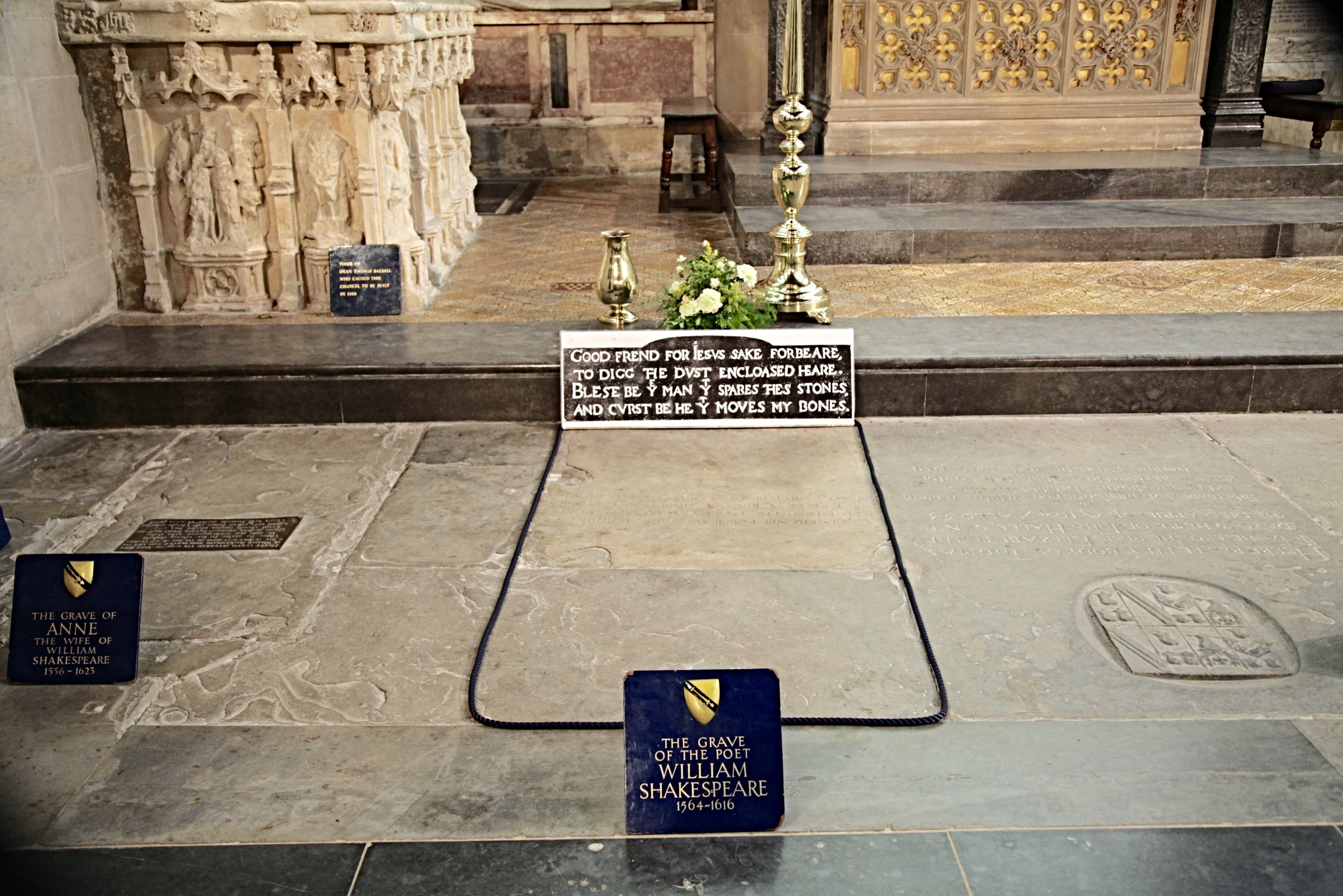  Shakespeare's grave; that of his wife Anne may be seen on the left ©Edward Burman