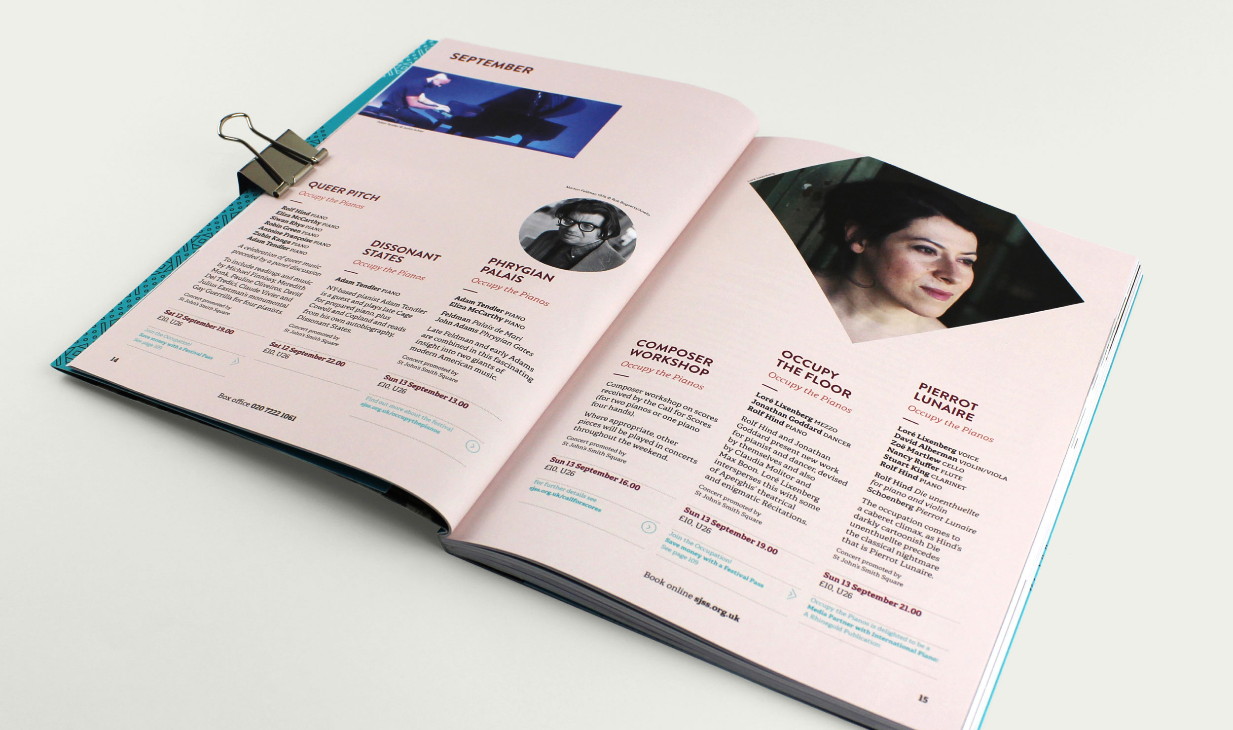 Much consideration was given to the typographic styles within the event listings to ensure legibility and consistency.