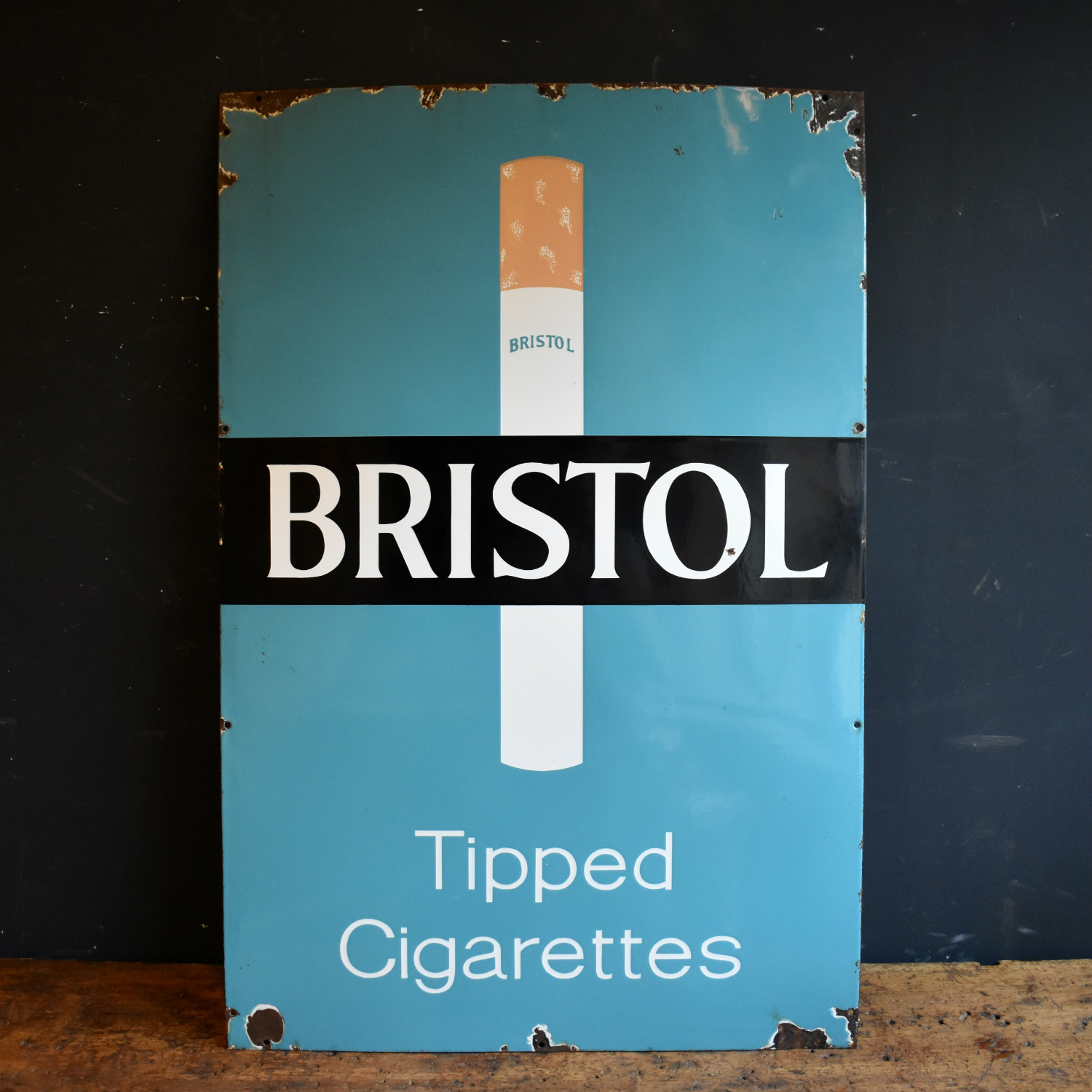 bristol tobacco Vintage Bristol Cigarettes Enamel Sign — Vintage and Antique Decorative  Interiors