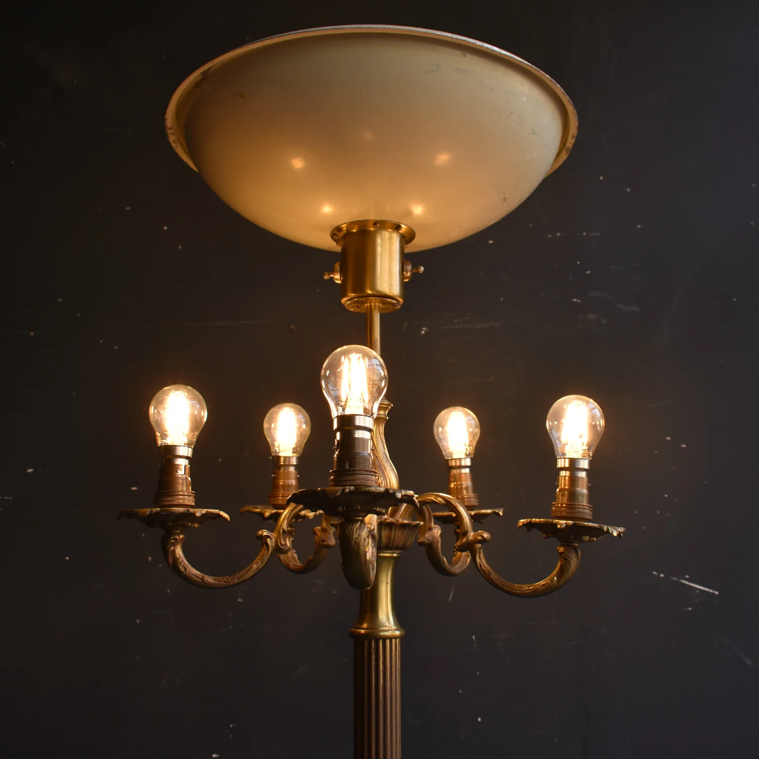 Elaborate Antique Brass Standard Lamp