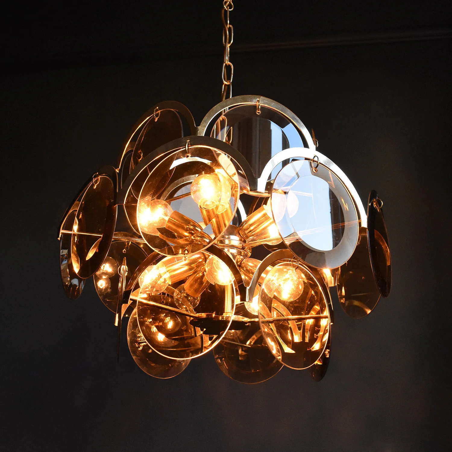 1970s Murano Glass Disc Chandelier by Vistosi 