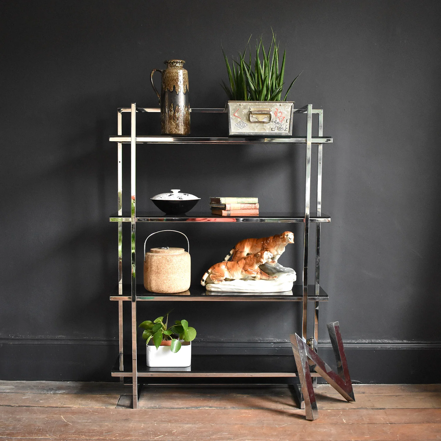 Mid Century Chrome and Glass Etagere Shelves 