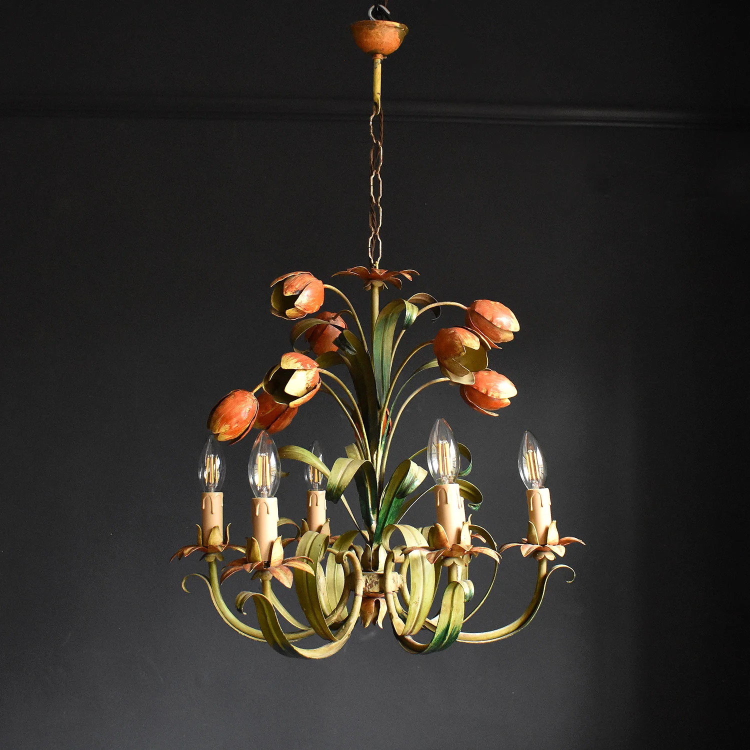 French Toleware Tulip Chandelier 