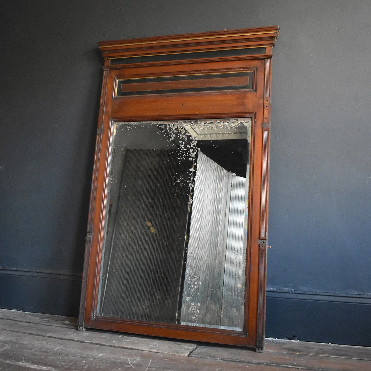 Large Antique Mahogany Framed Mirror 