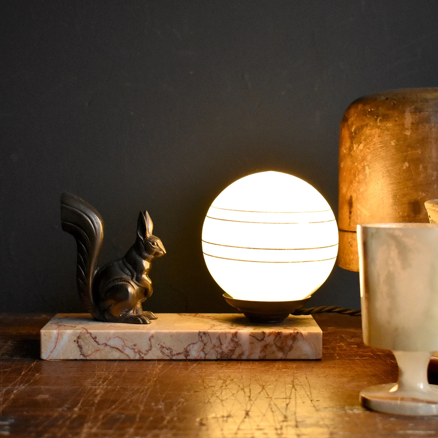 Art Deco Squirrel Lamp