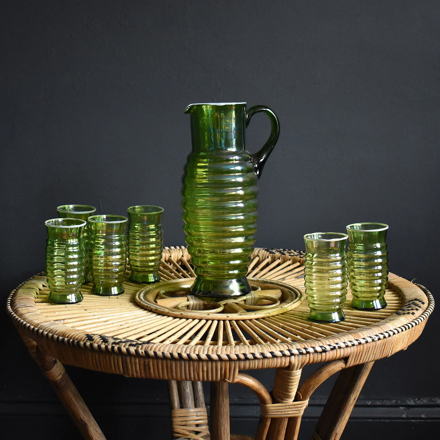 1930s Green Glass Lemonade Set 