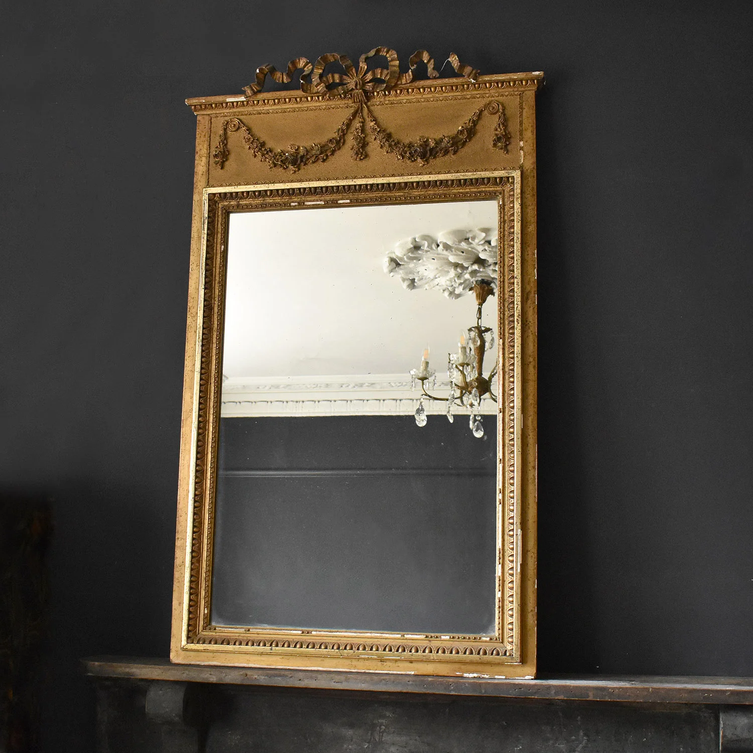 Antique Gilt Framed Pier Glass Mirror 