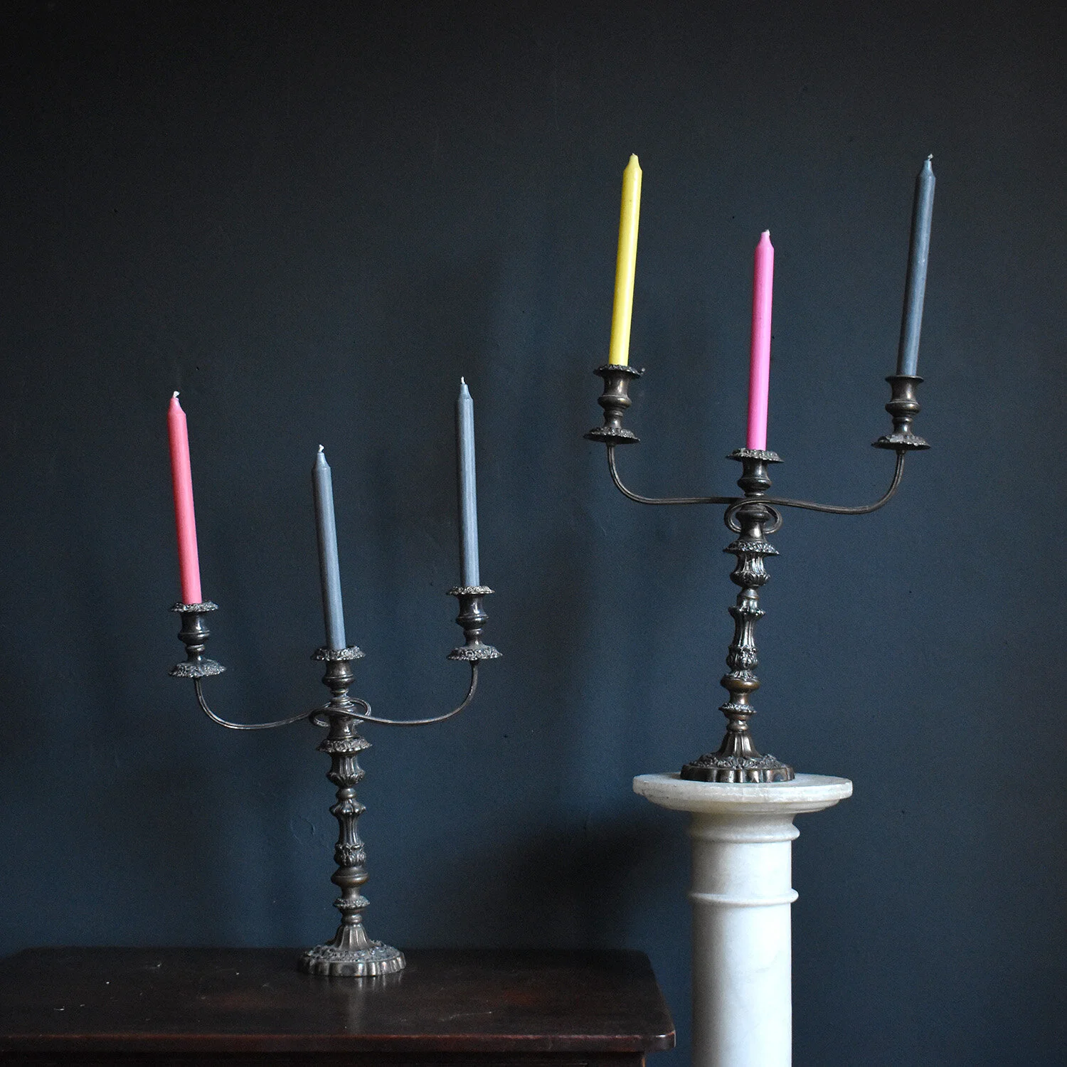 Pair of Antique Silver Plated Candelabras