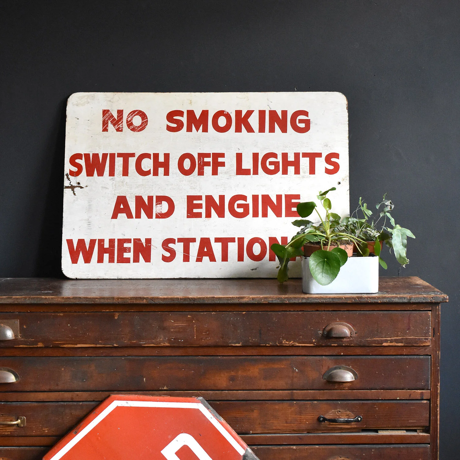 Vintage Hand-painted 'No Smoking' Garage Sign 