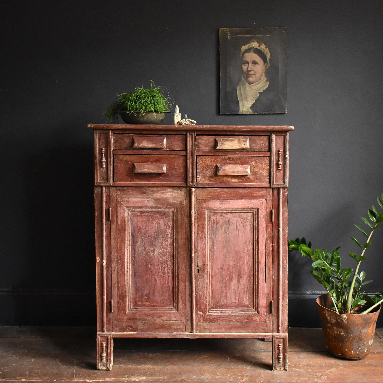 Rustic Painted Hungarian Cabinet