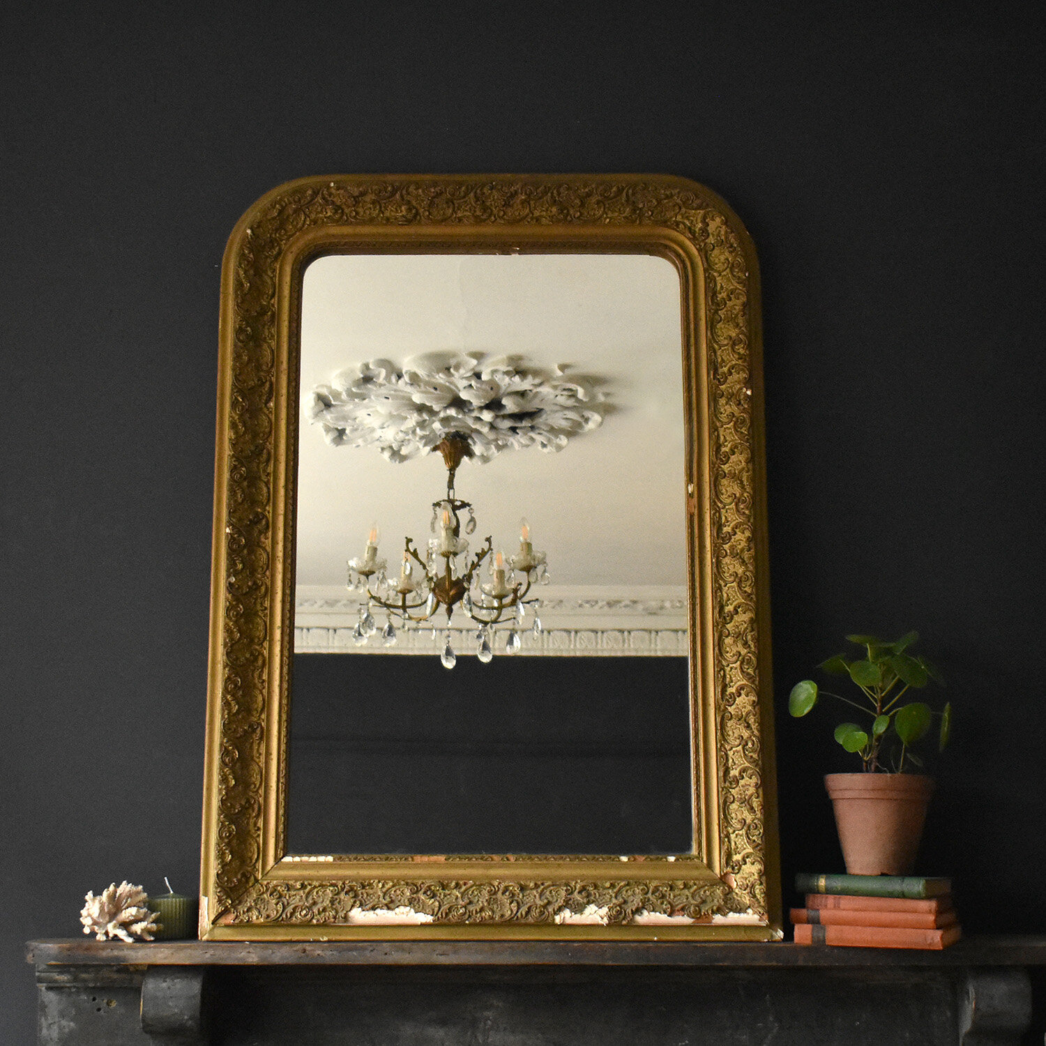 French Gilt Overmantel Mirror, 19th Century