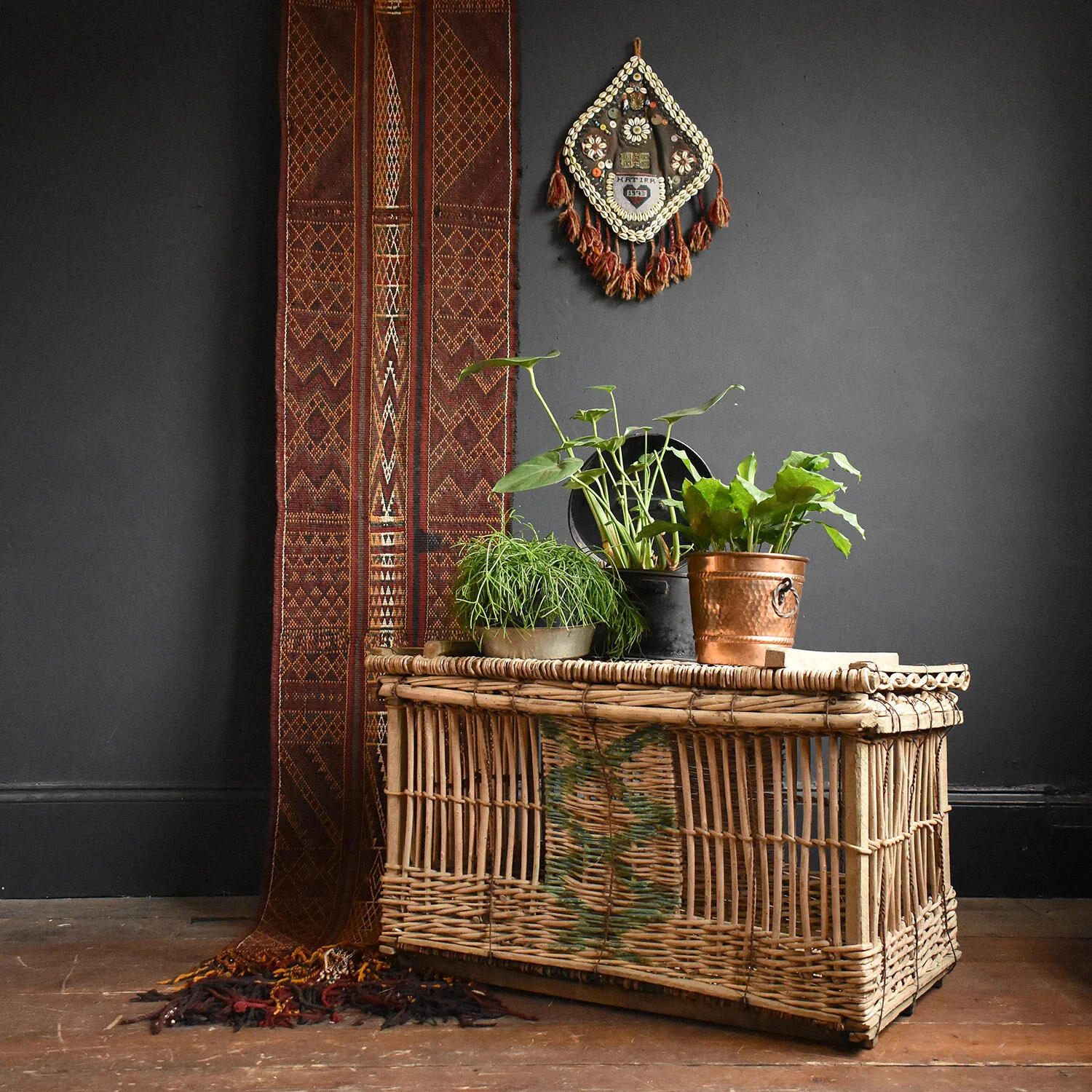 Wicker Laundry Basket from a French Chateau, 19th Century