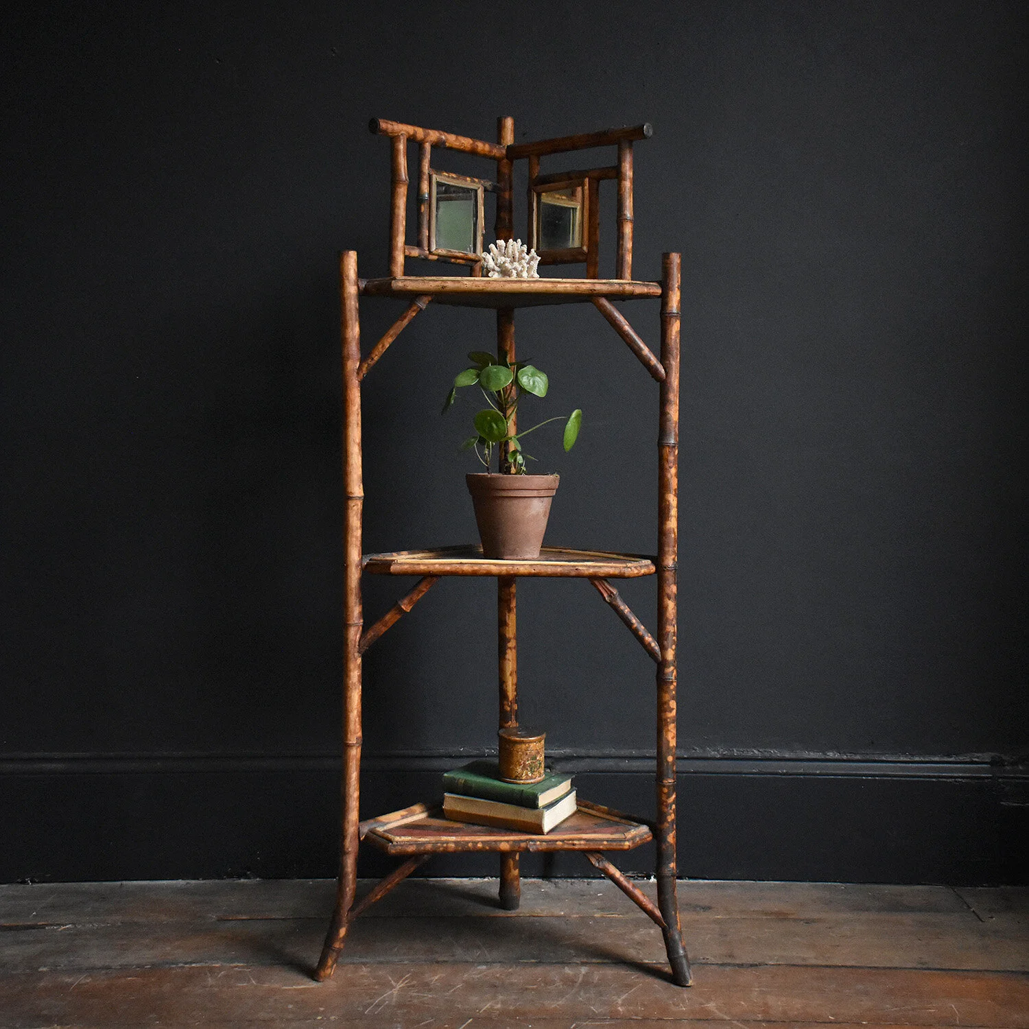 Victorian Bamboo Corner Whatnot, c.1880s
