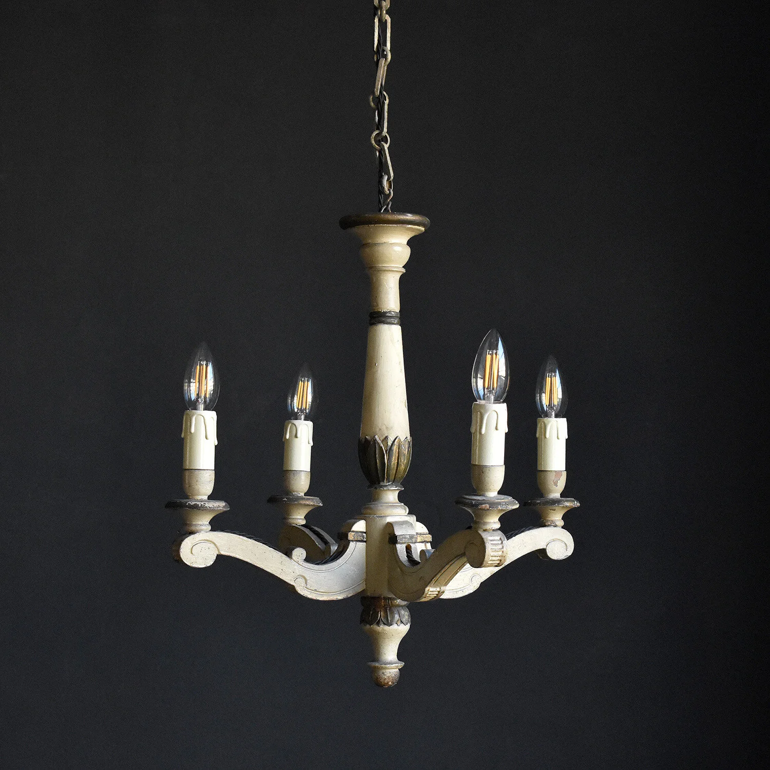 French Painted Giltwood Chandelier, 19th Century 