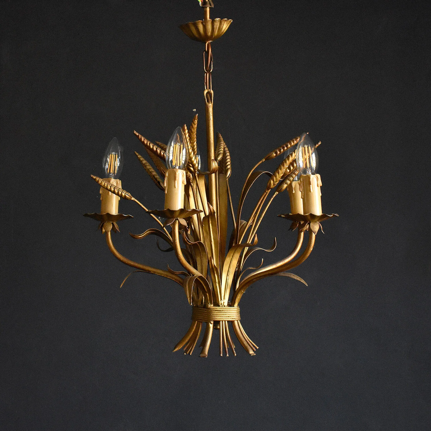 Gilt Toleware Wheatsheaf Chandelier