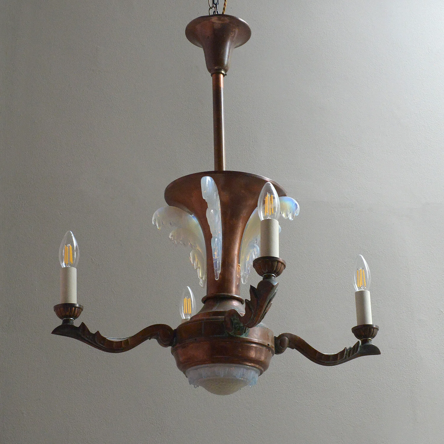 french-copper-and-opal-glass-chandelier--vintage-light-Ezan-hutt-decor (Copy)