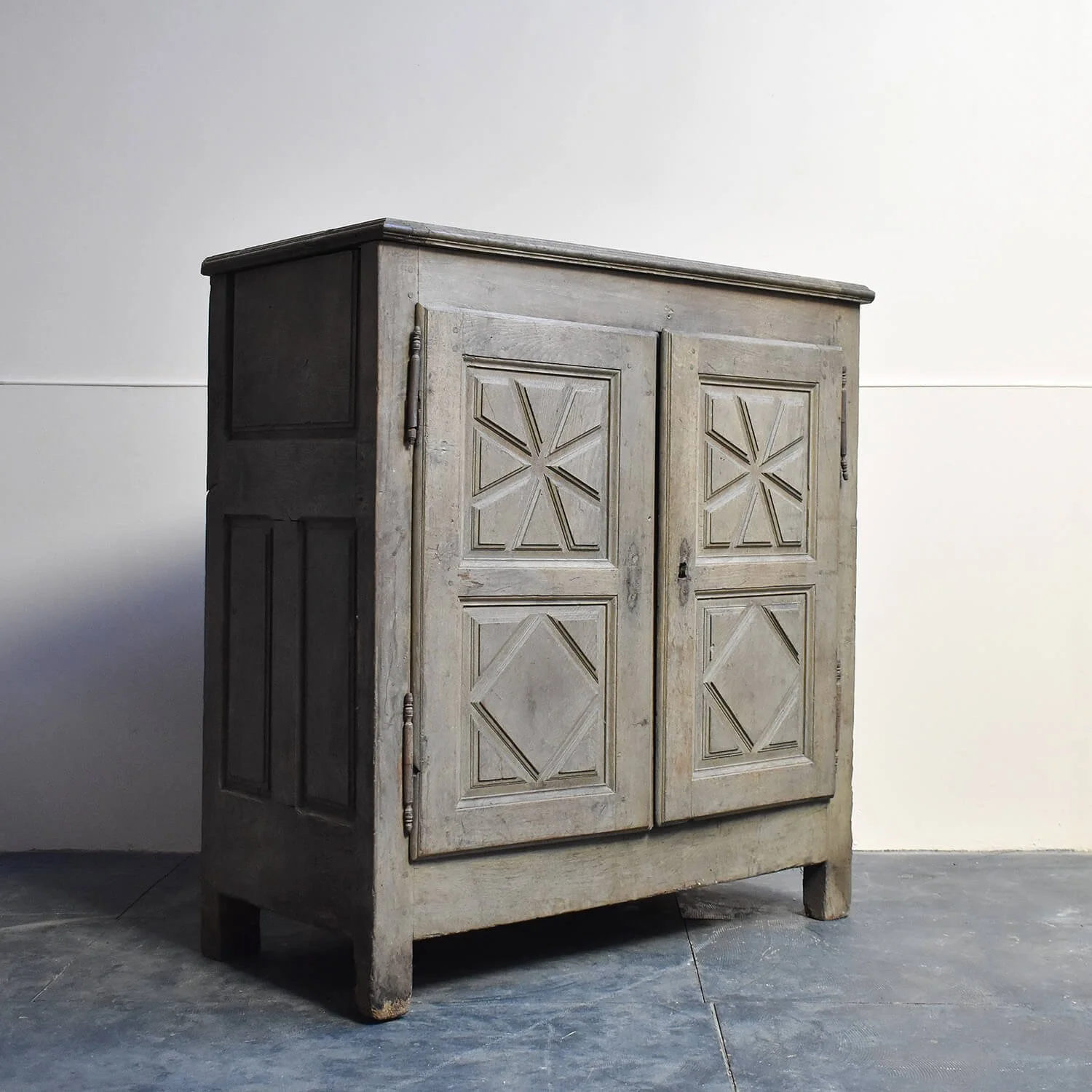 angled 18th Century Bleached Oak Cupboard hutt decor