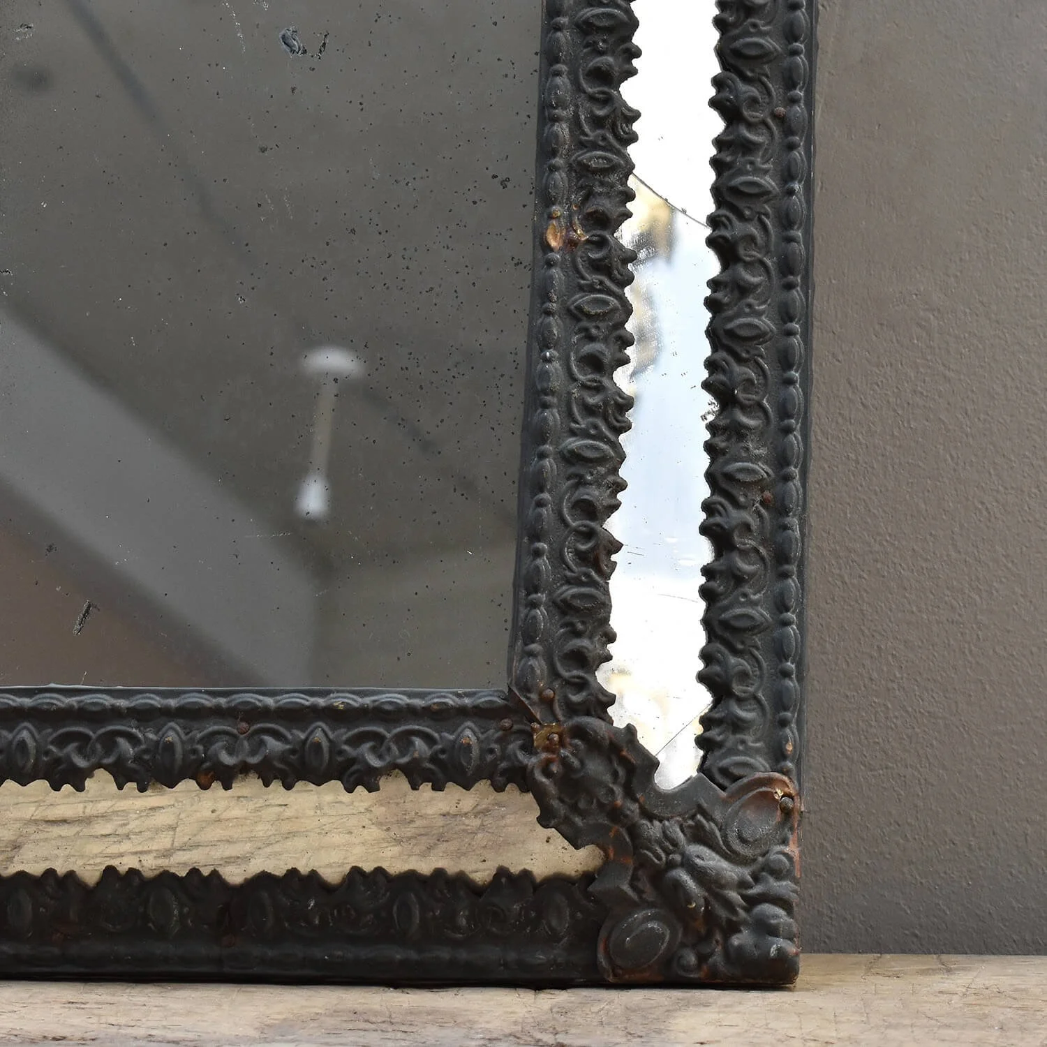 corner 19th Century Repousse Cushion Mirror hutt decor bristol