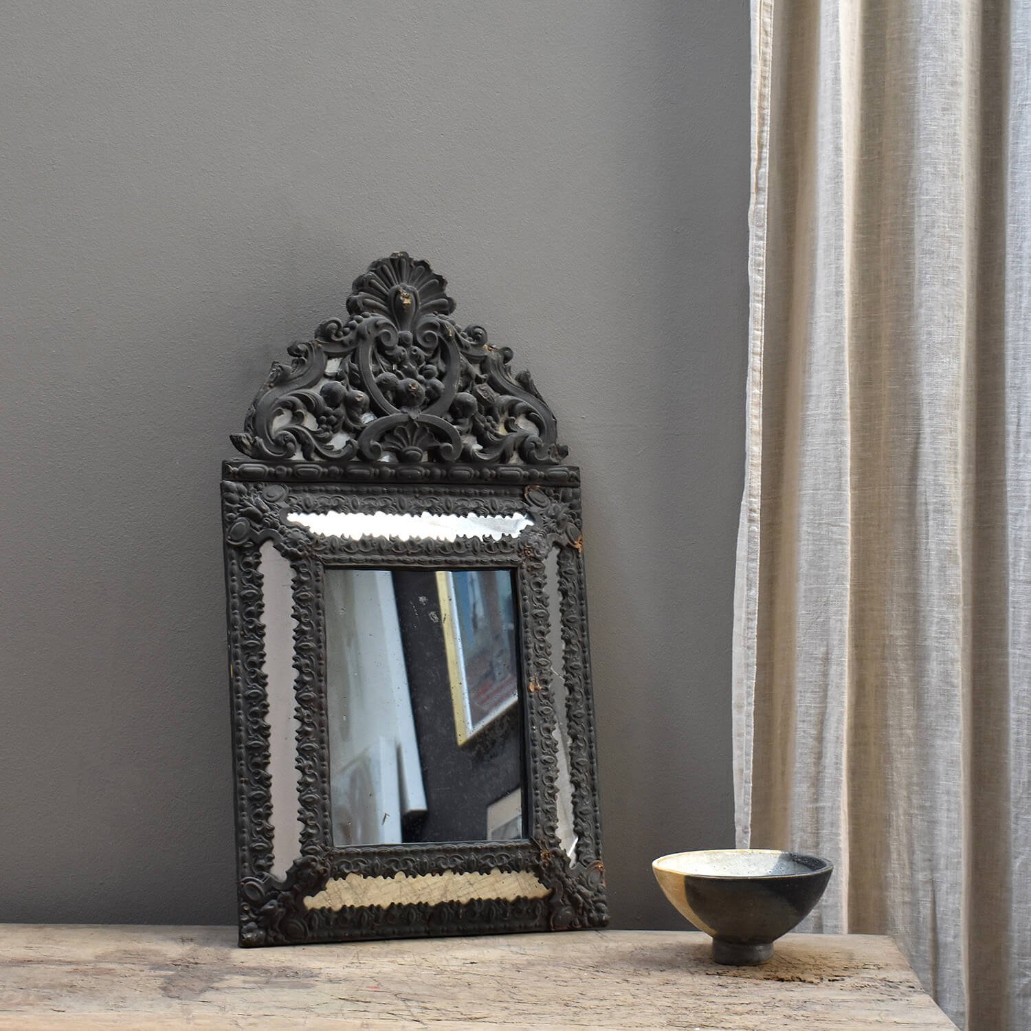 sculpture 19th Century Repousse Cushion Mirror hutt decor bristol