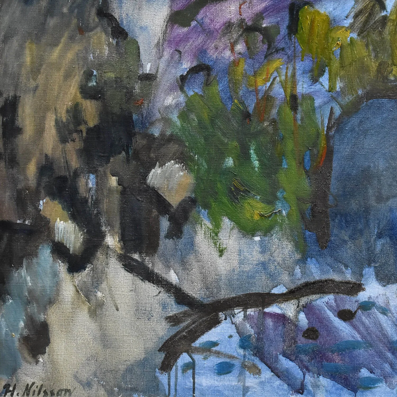 detail 20th Century Abstract Swedish Oil Painting by Hans Nilsson hutt decor bristol