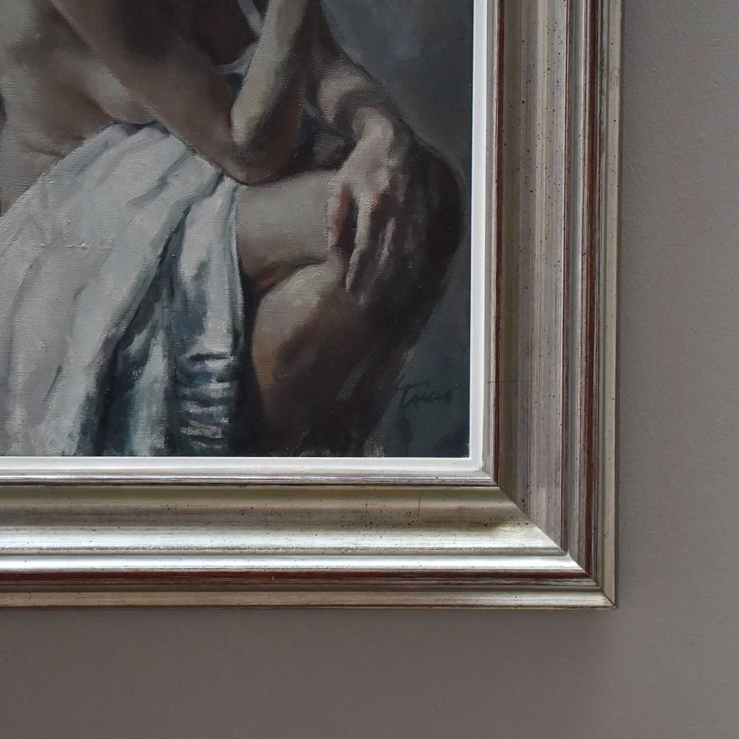 signature Contemplative Nude Oil Painting by Fidel Trias i Pagès hutt decor Bristol