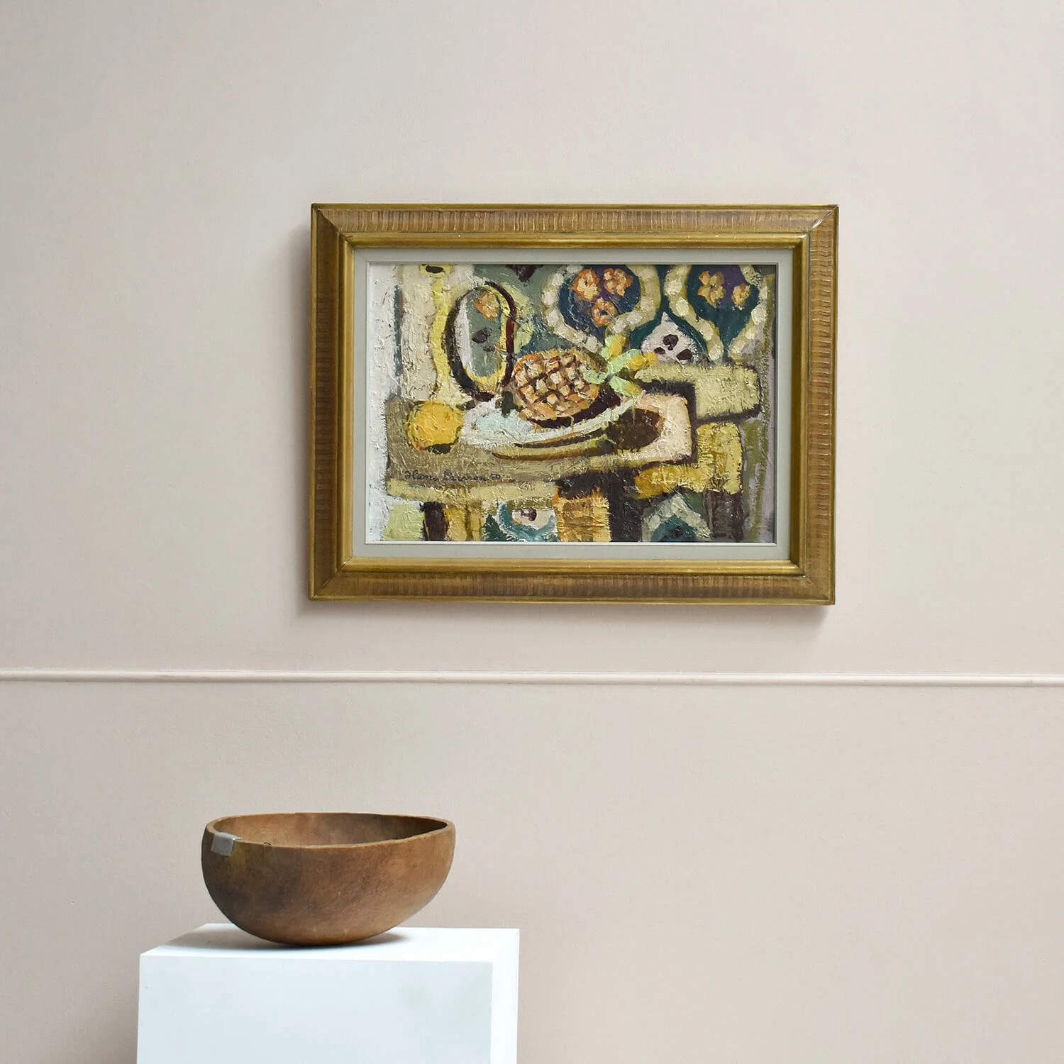 Still Life with Trumpet and Pineapple Oil Painting by Hans Larsson (1910–1973)