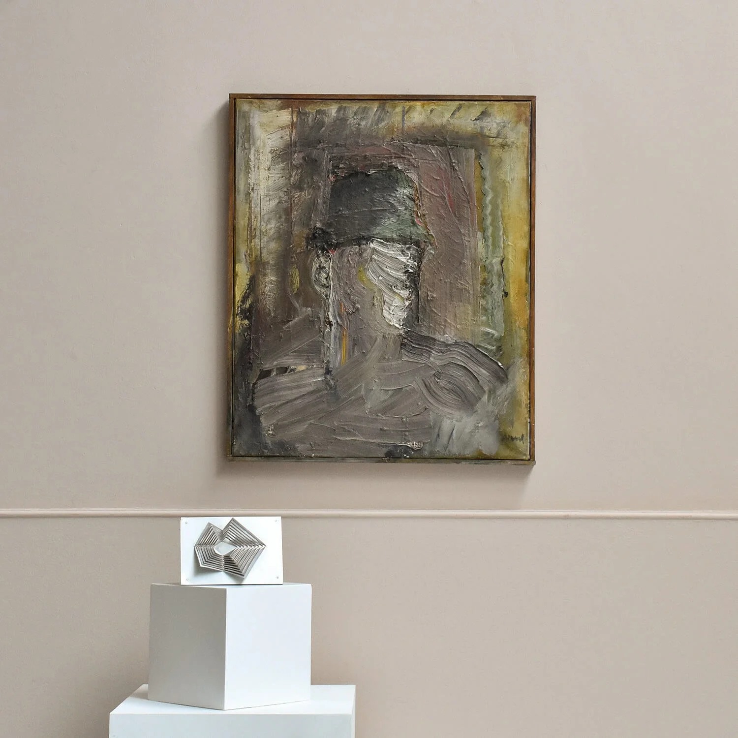 Arne Jones sculpture Impasto Oil on Canvas Man in Hat by Per-Olof Nord hutt decor bristol