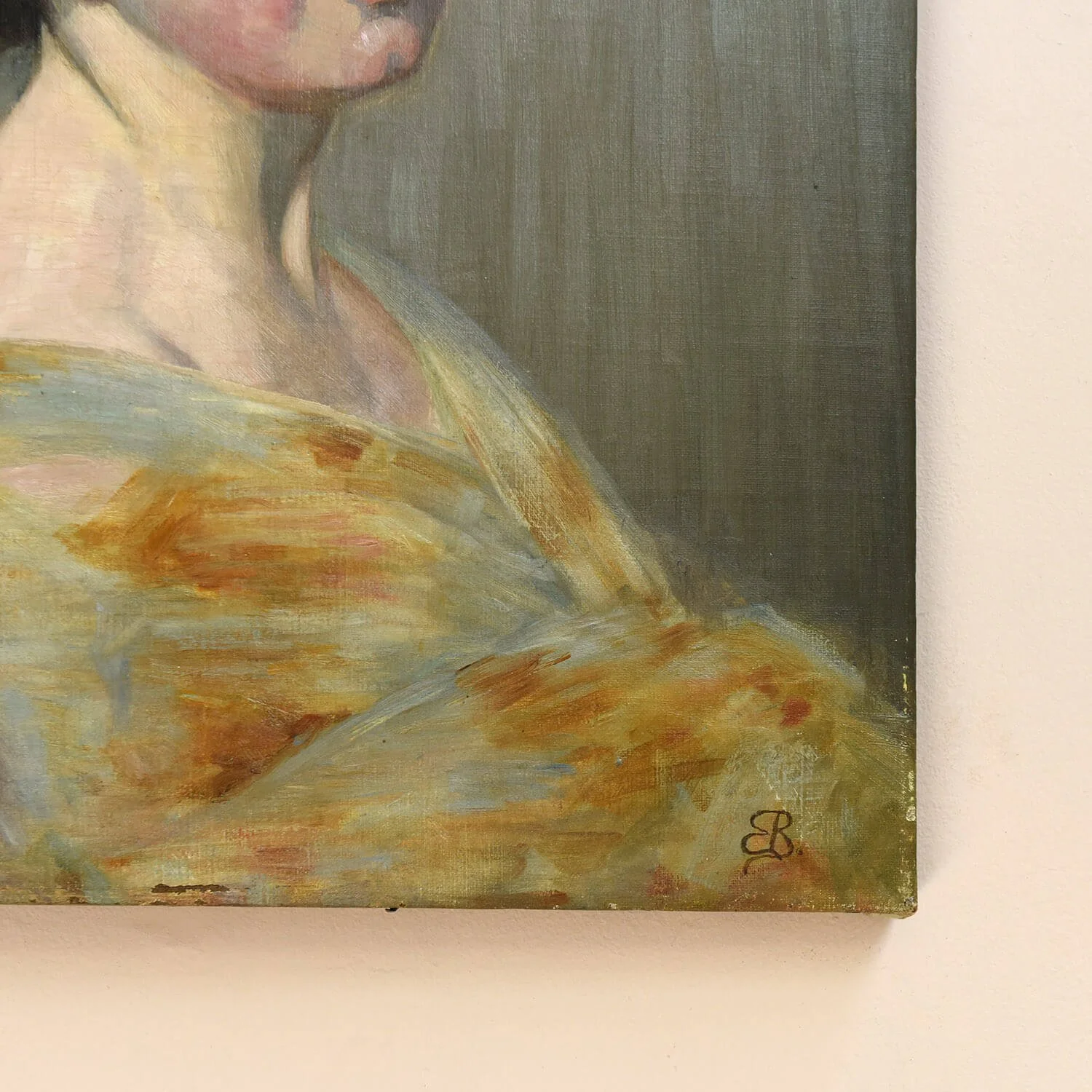 signature Oil on Canvas Portrait by Eugenie Bandell hutt decor