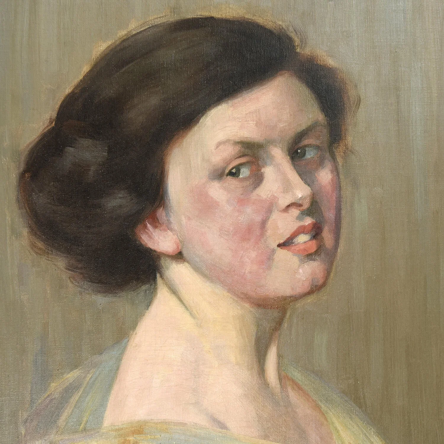 detail Oil on Canvas Portrait by Eugenie Bandell hutt decor