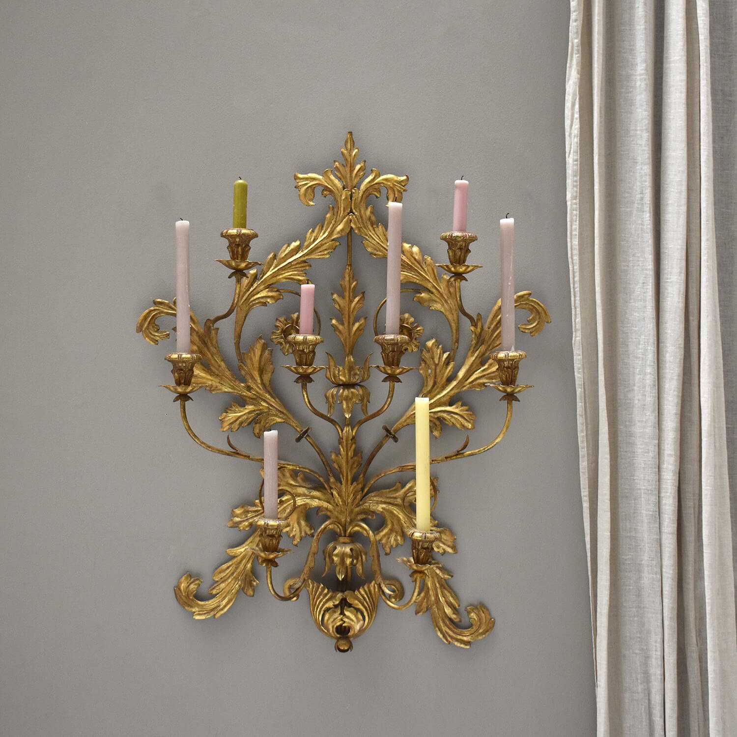 candles Large Mid Century Italian Gilt Wall Sconce By Palladio hutt decor