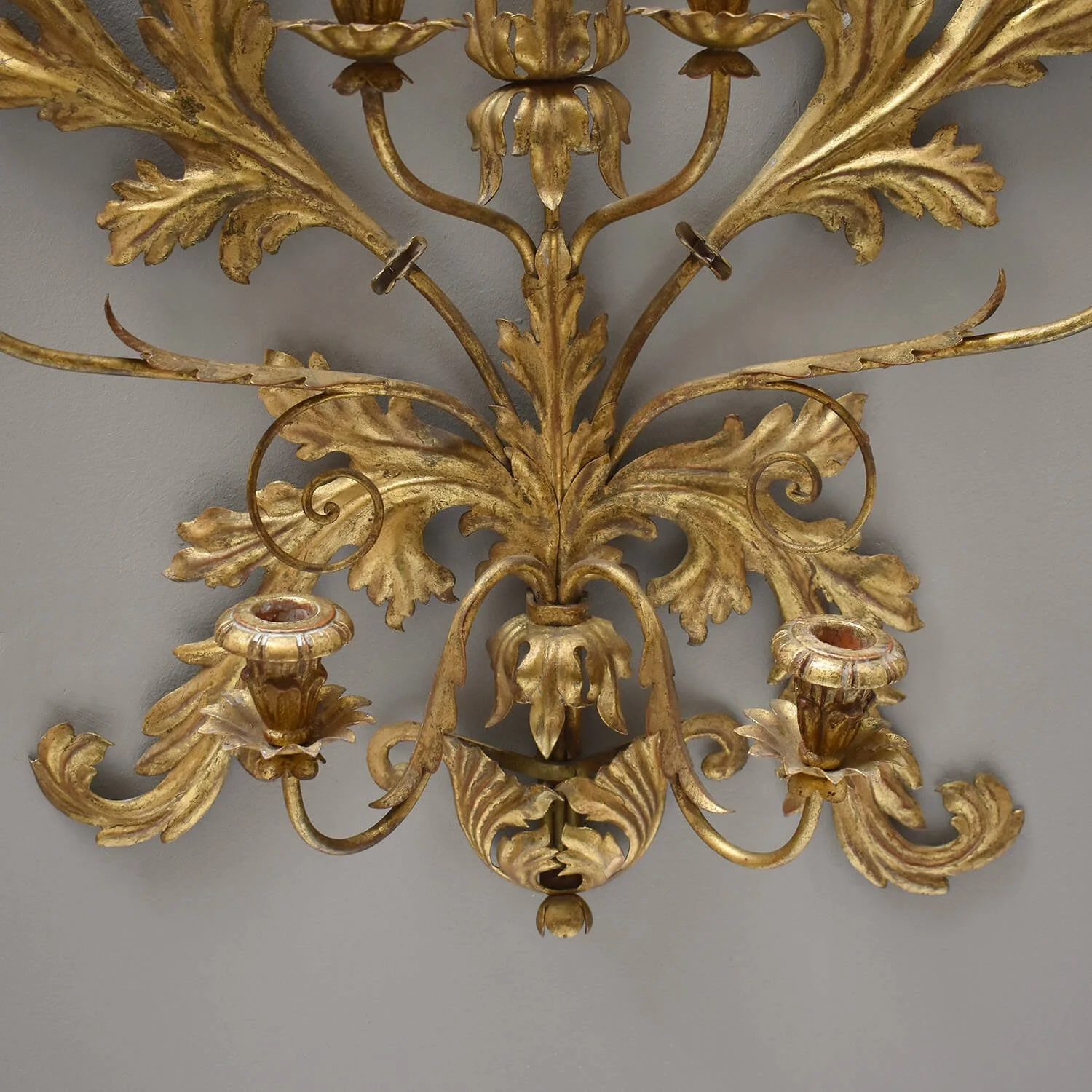 bottom Large Mid Century Italian Gilt Wall Sconce By Palladio hutt decor