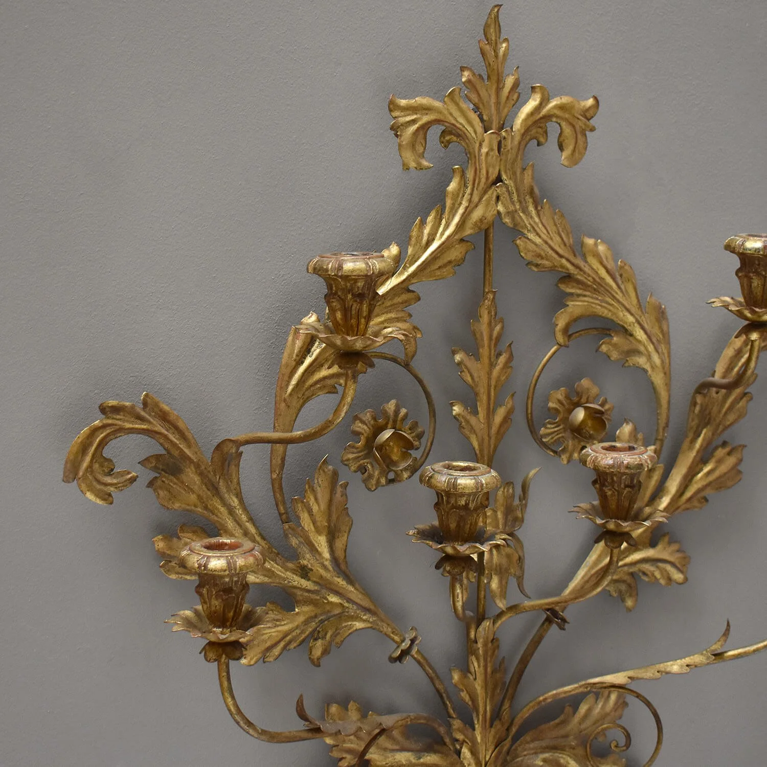 top Large Mid Century Italian Gilt Wall Sconce By Palladio hutt decor