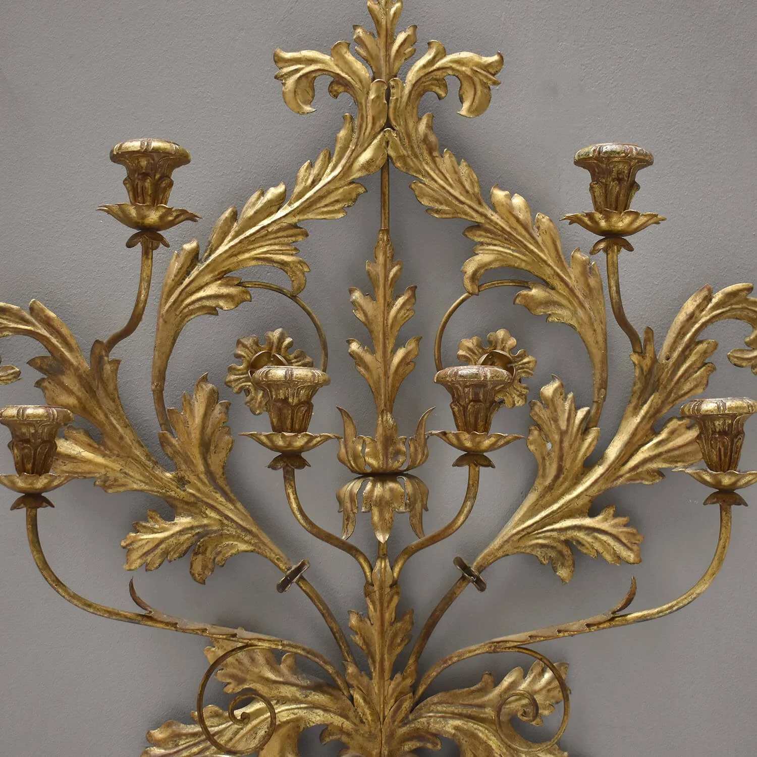 detail Large Mid Century Italian Gilt Wall Sconce By Palladio hutt decor