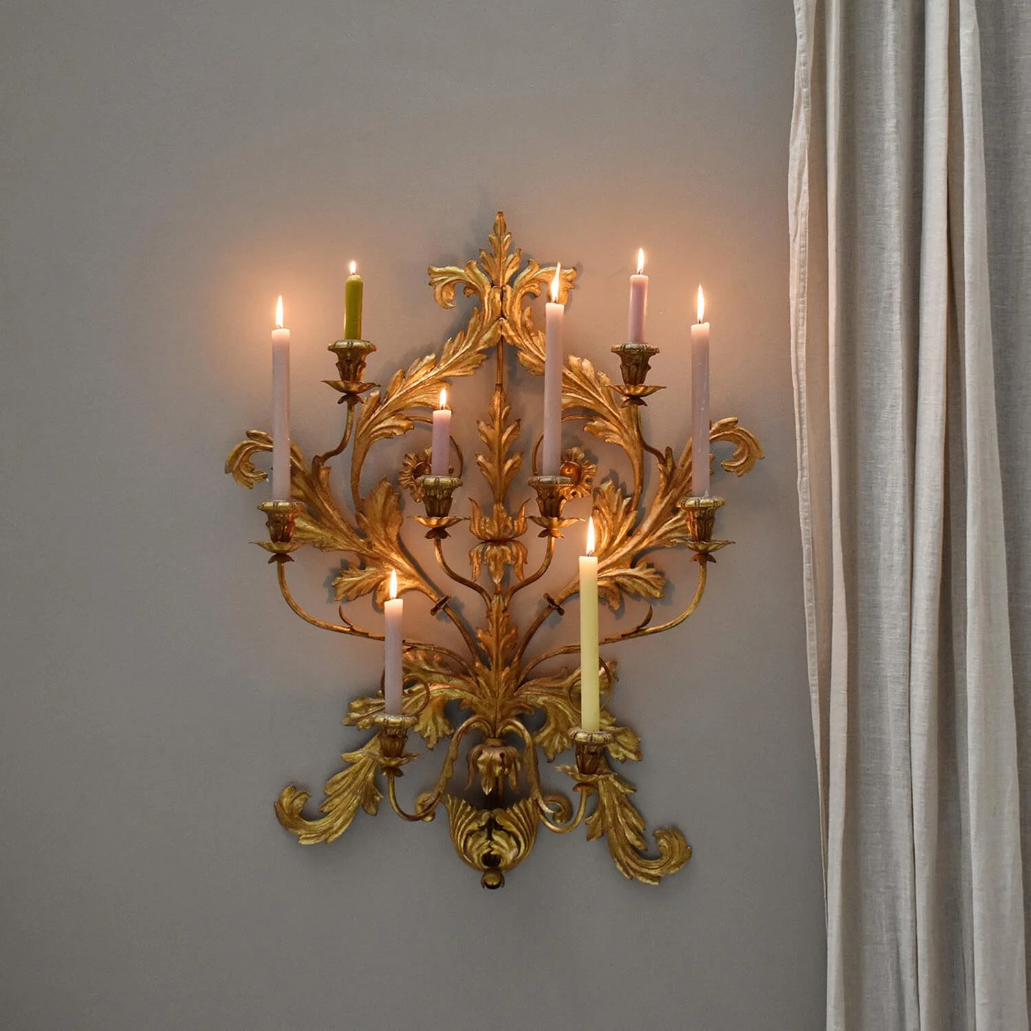 Large Mid Century Italian Gilt Wall Sconce By Palladio