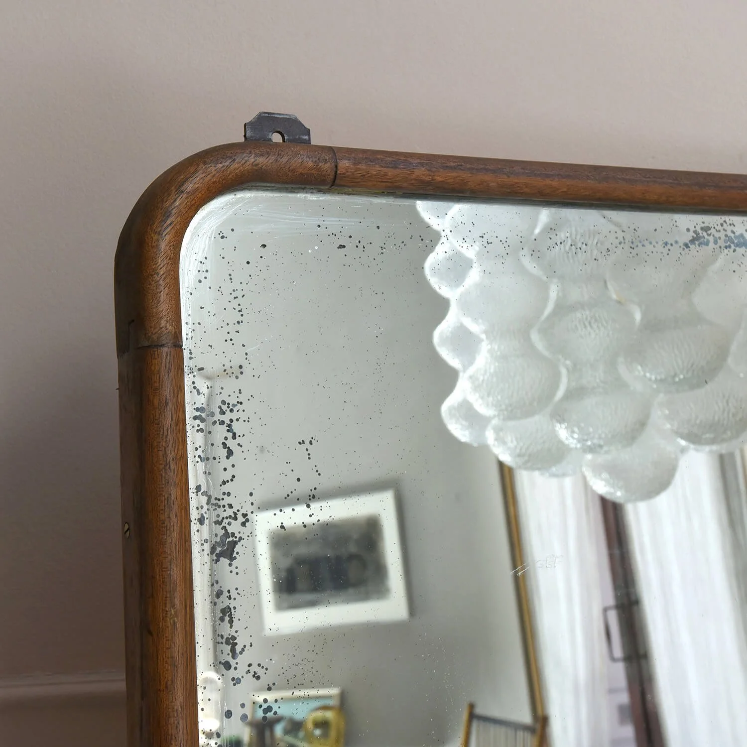 corner Large Curved Mahogany Mirror with Foxed Plate hutt decor