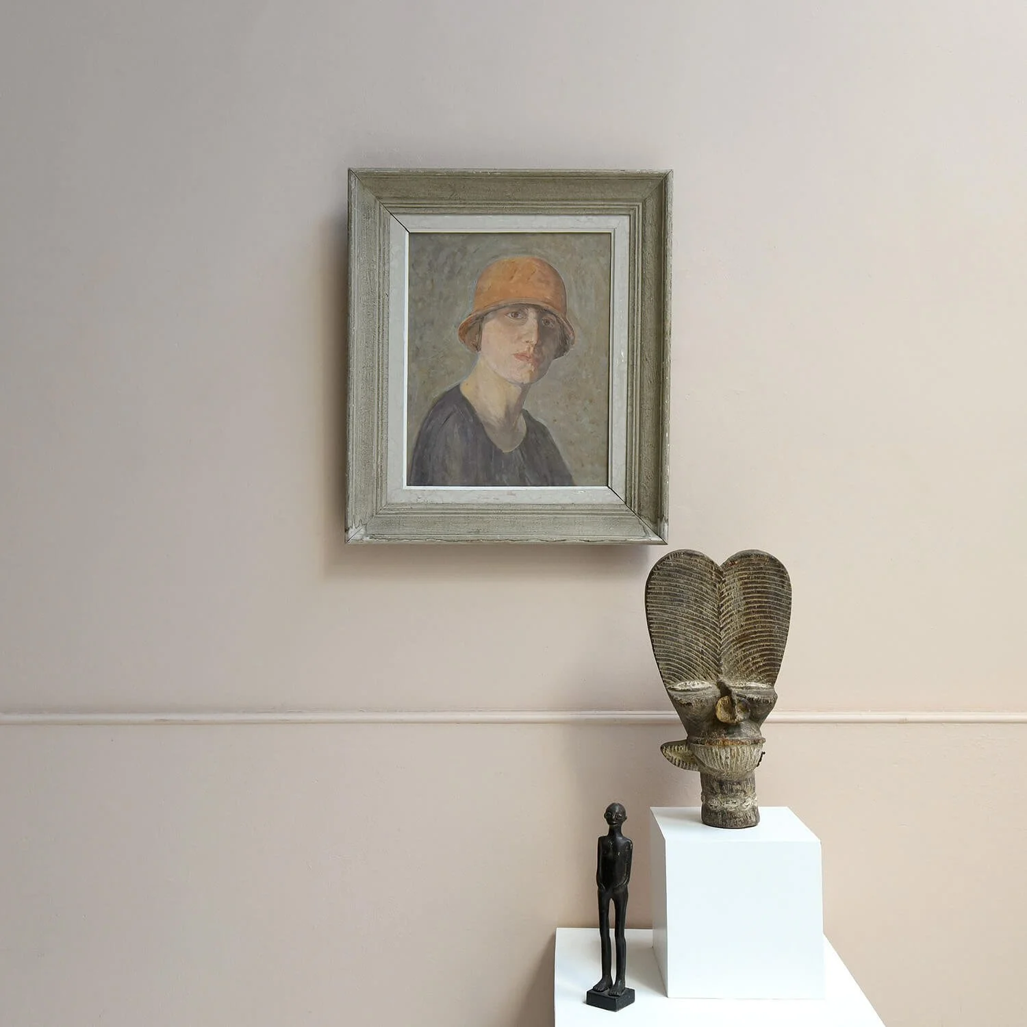 sculpture 20th Century French Portrait Oil Painting of Female Sitter hutt decor
