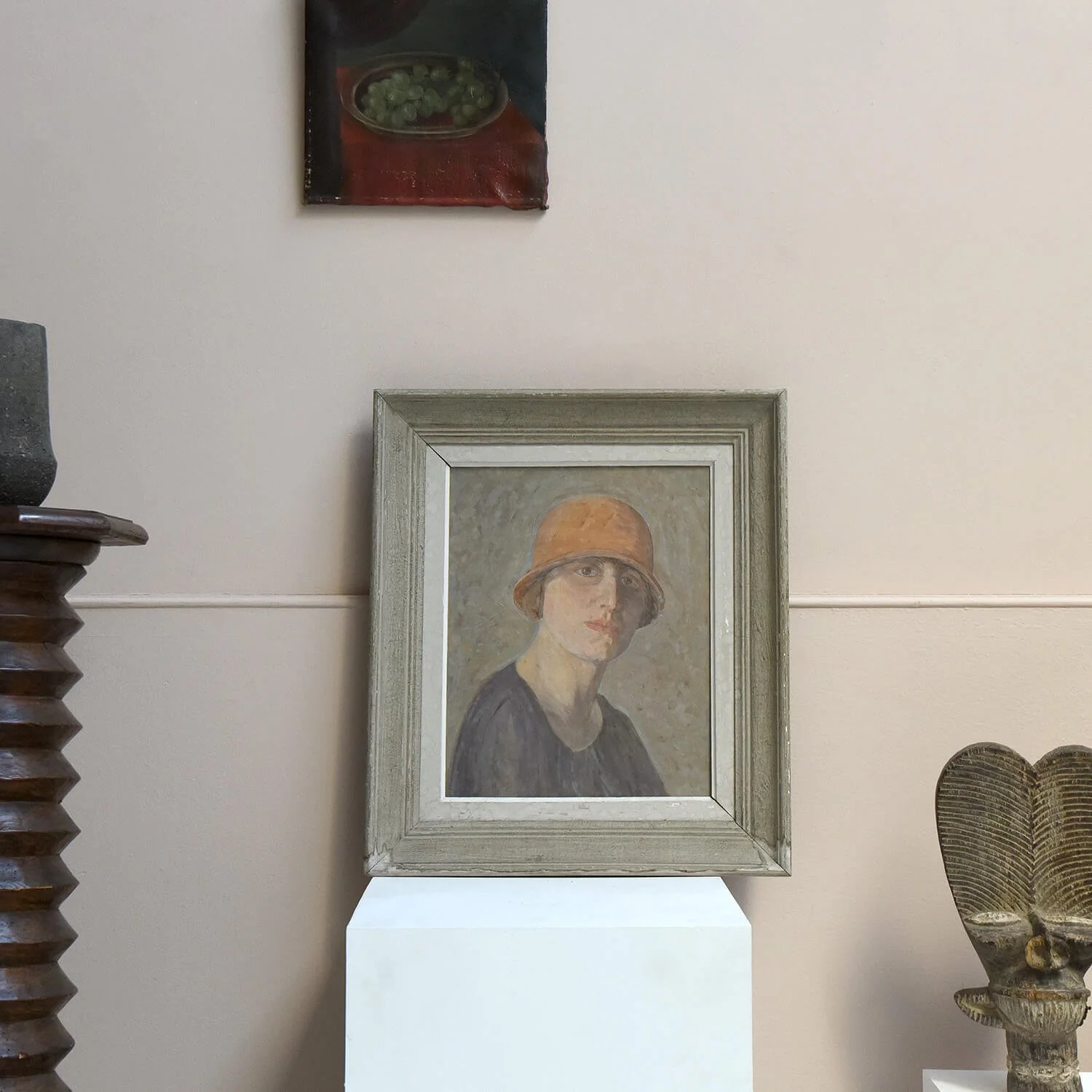 20th Century French Portrait Oil Painting of Female Sitter hutt decor