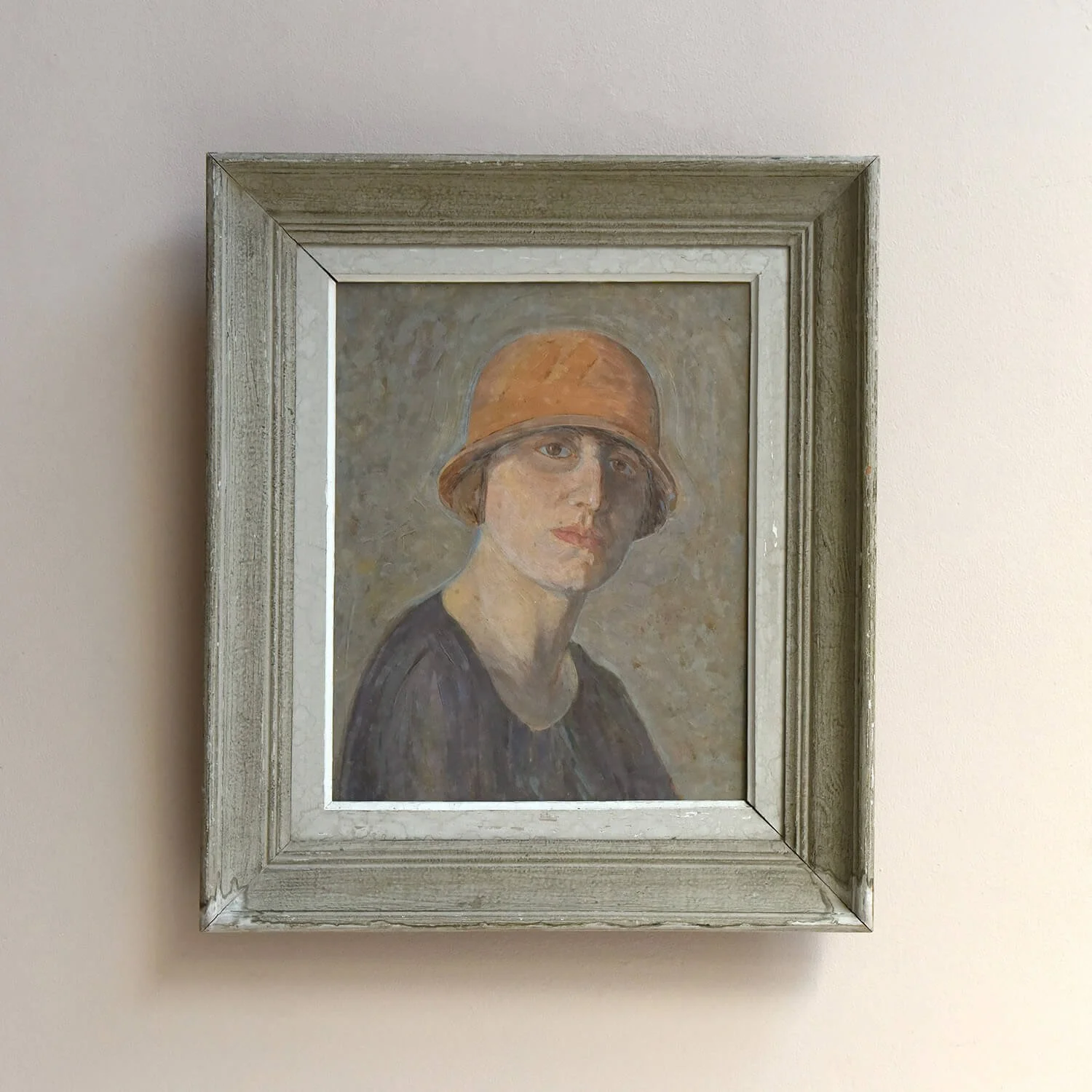 front 20th Century French Portrait Oil Painting of Female Sitter hutt decor