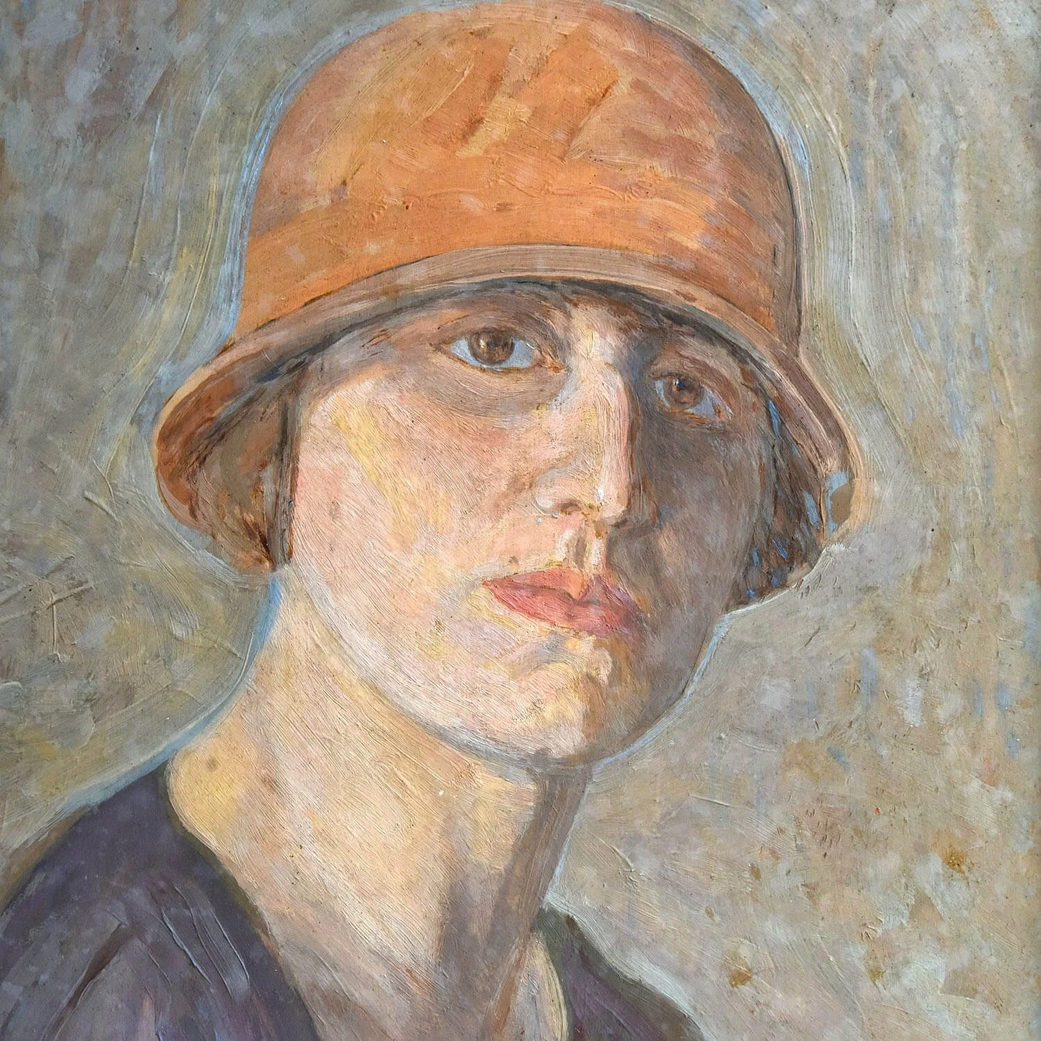 detail 20th Century French Portrait Oil Painting of Female Sitter hutt decor