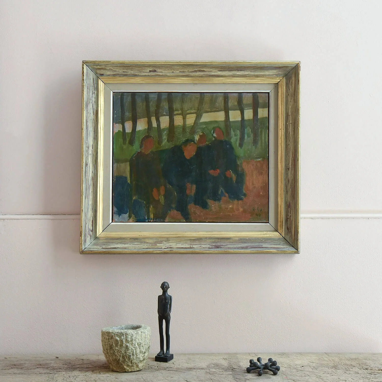 'On The Bench' 20th Century Swedish Oil Painting by Karl Göte Sernius Andersson (1904-1954) (Copy)
