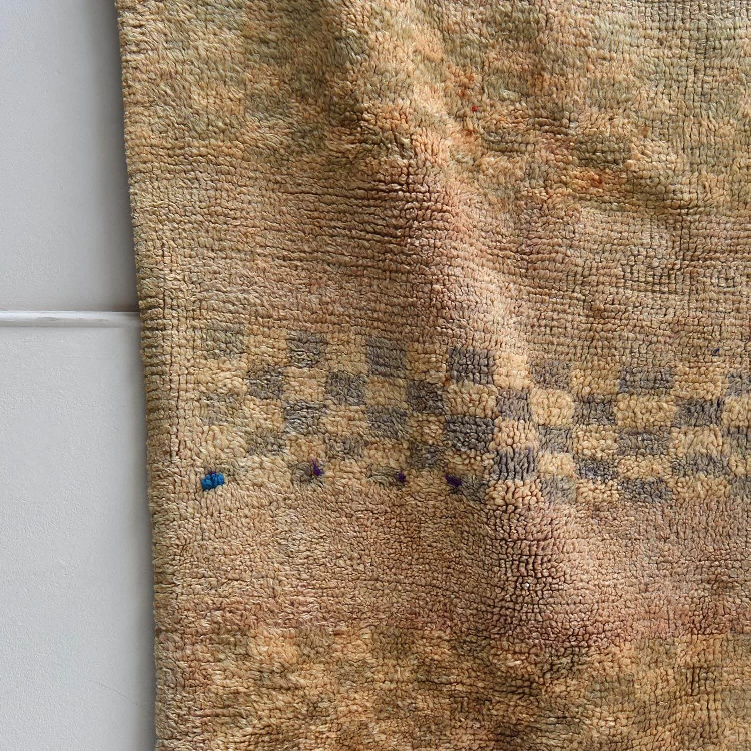 side 20th Century Peachy Checkerboard Moroccan Rug hutt decor bristol