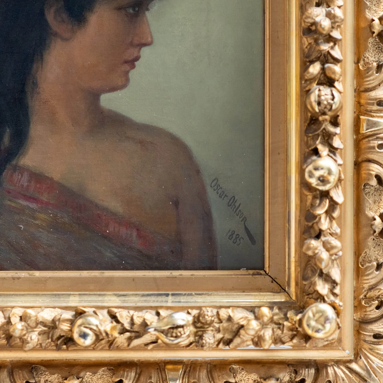 signature 19th Century Portrait Oil Painting by Oscar Ohlson hutt decor