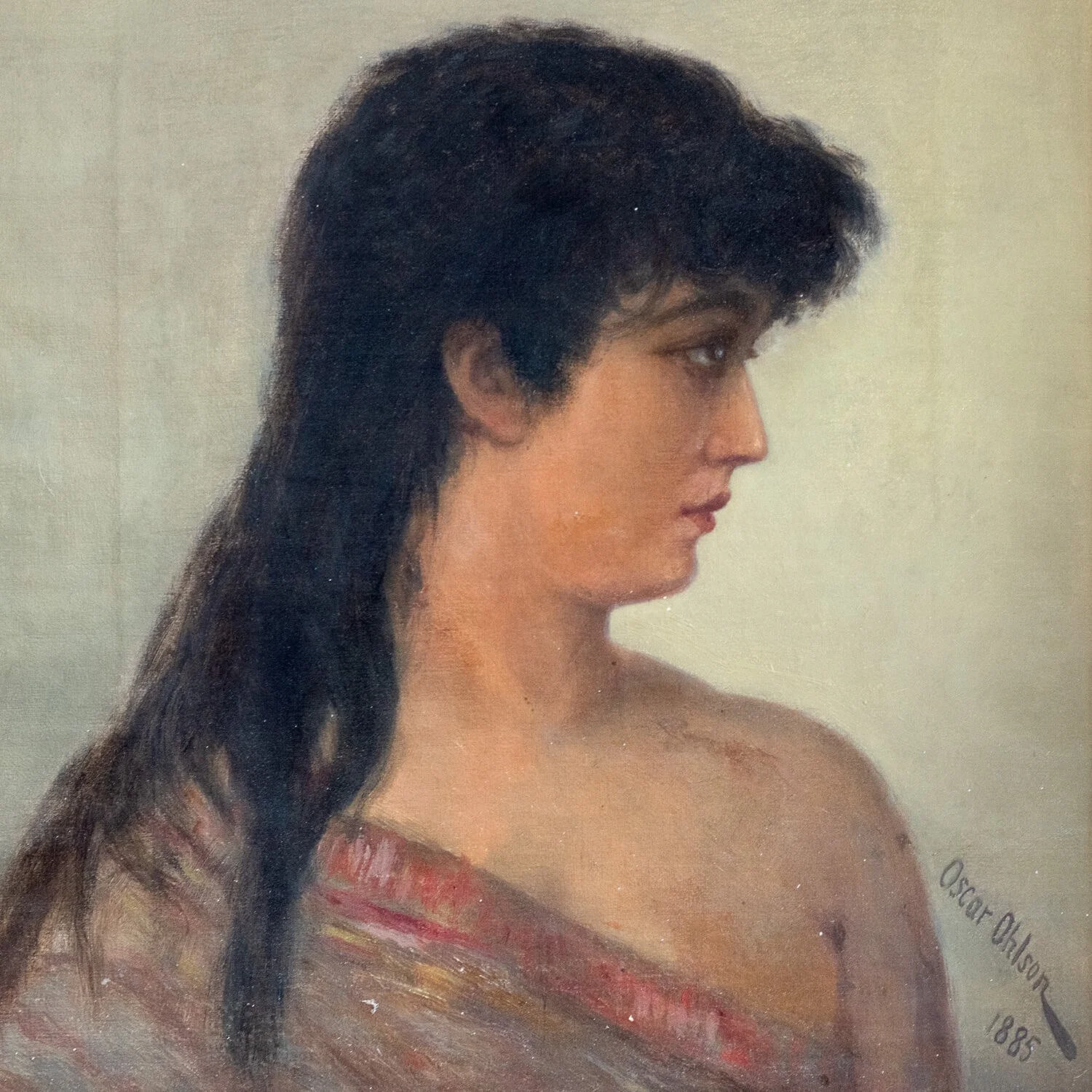 detail 19th Century Portrait Oil Painting by Oscar Ohlson hutt decor
