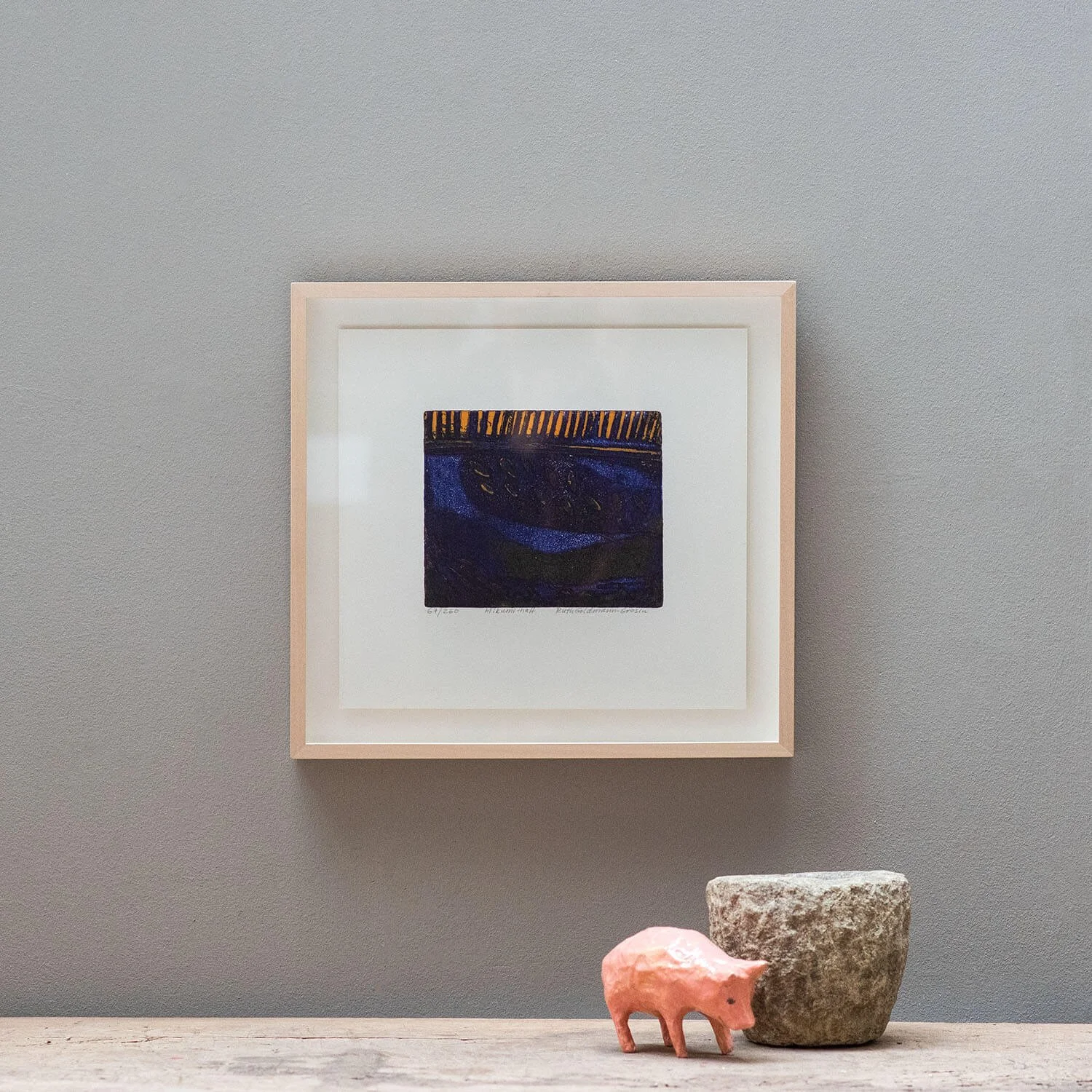 sculpture Colourful Abstract Signed Lithograph by Ruth Goldmann-Grosin hutt decor