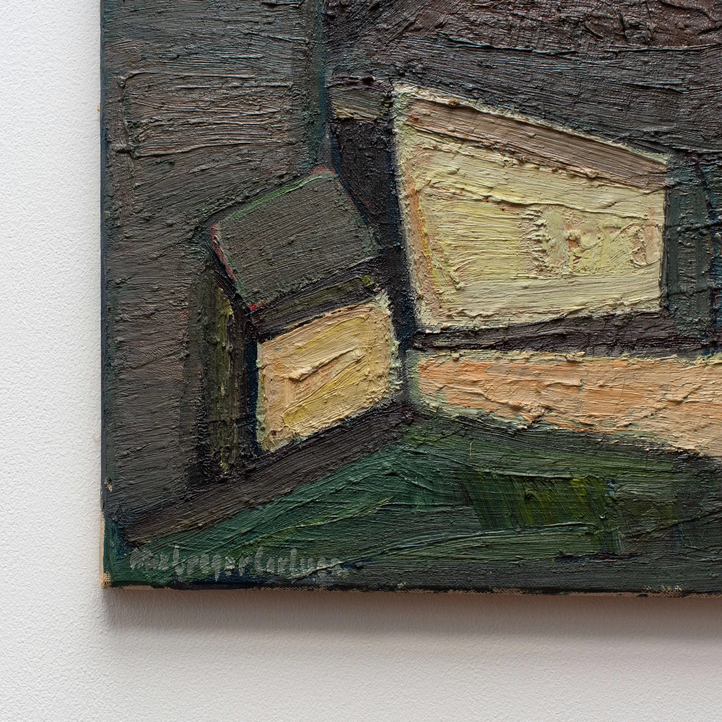 signature Modernist Swedish Oil Painting by Max Gregor Carlsson hutt decor