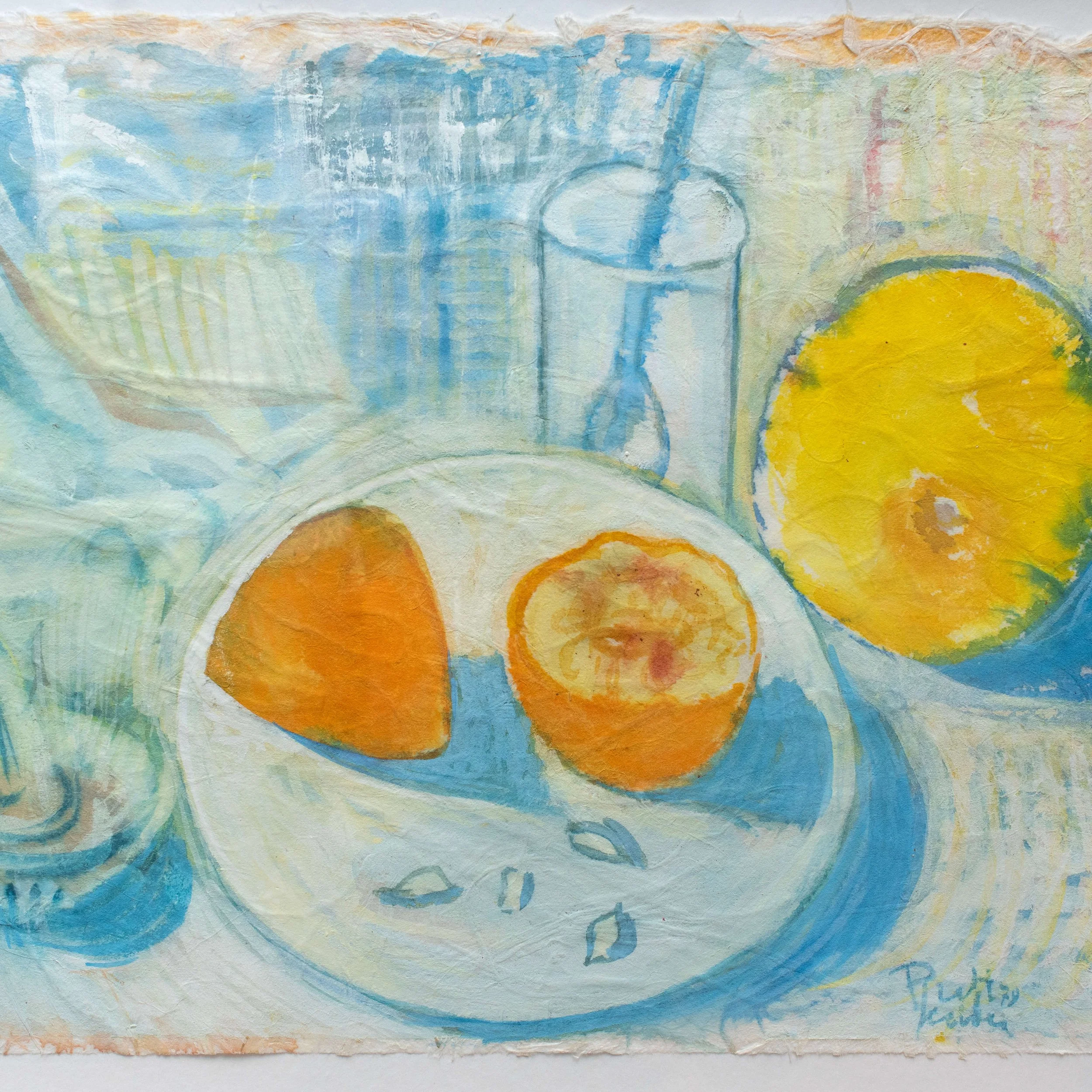 lemons Still Life with Fruit 20th Century Painting hutt decor