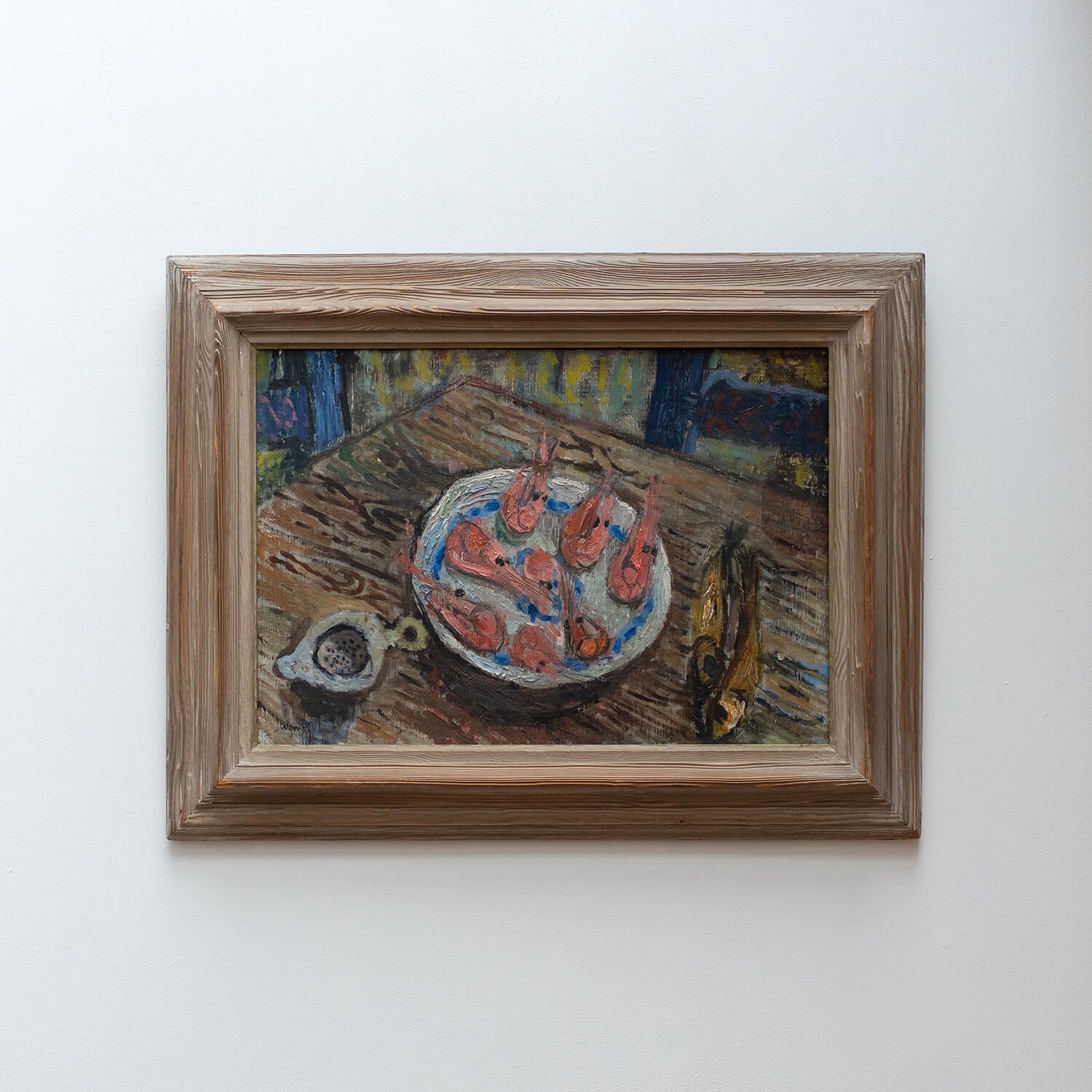 20th Century Still Life With Shrimps Oil Painting by Kenny Wenkel hutt decor