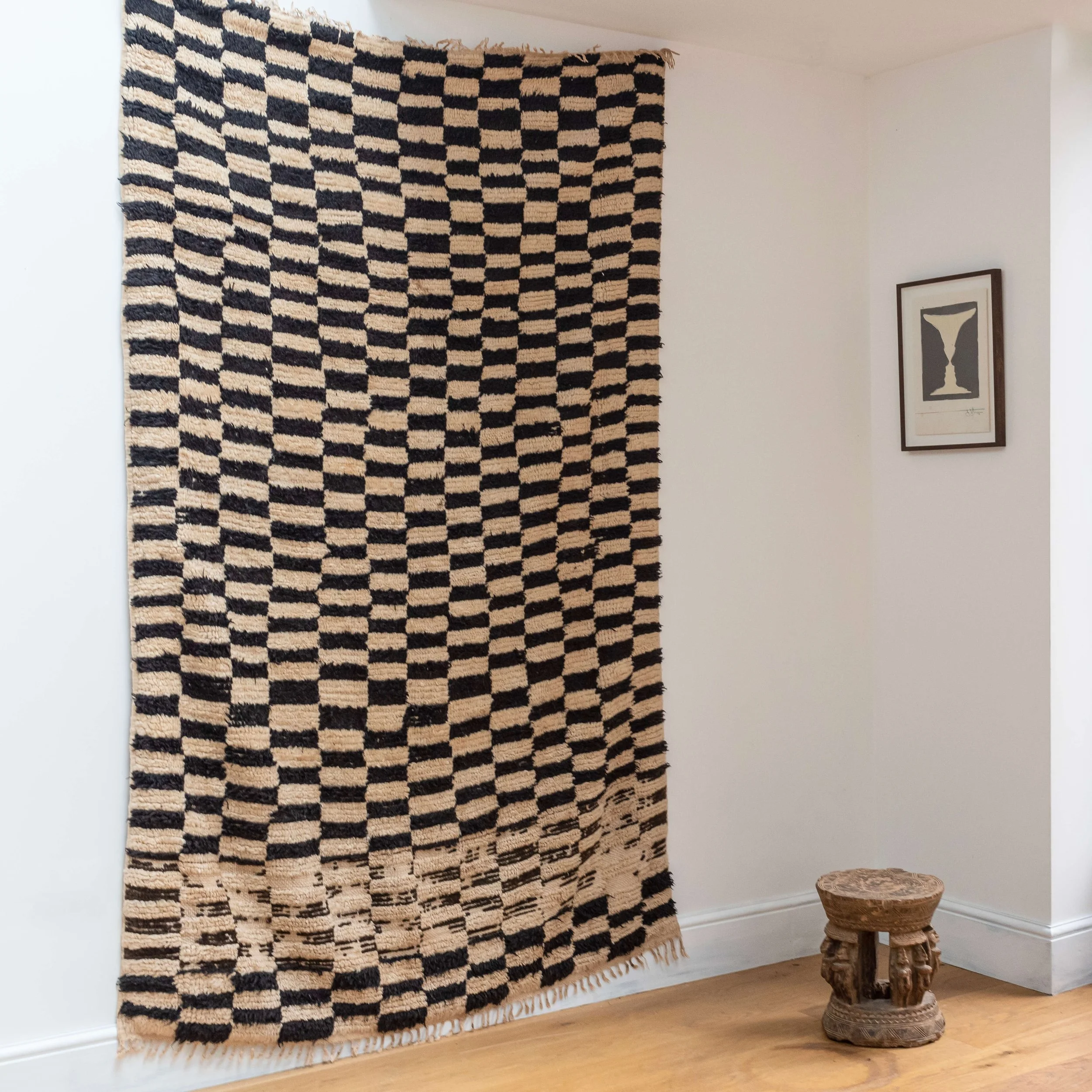 Vintage Checkerboard Moroccan Rug hutt decor