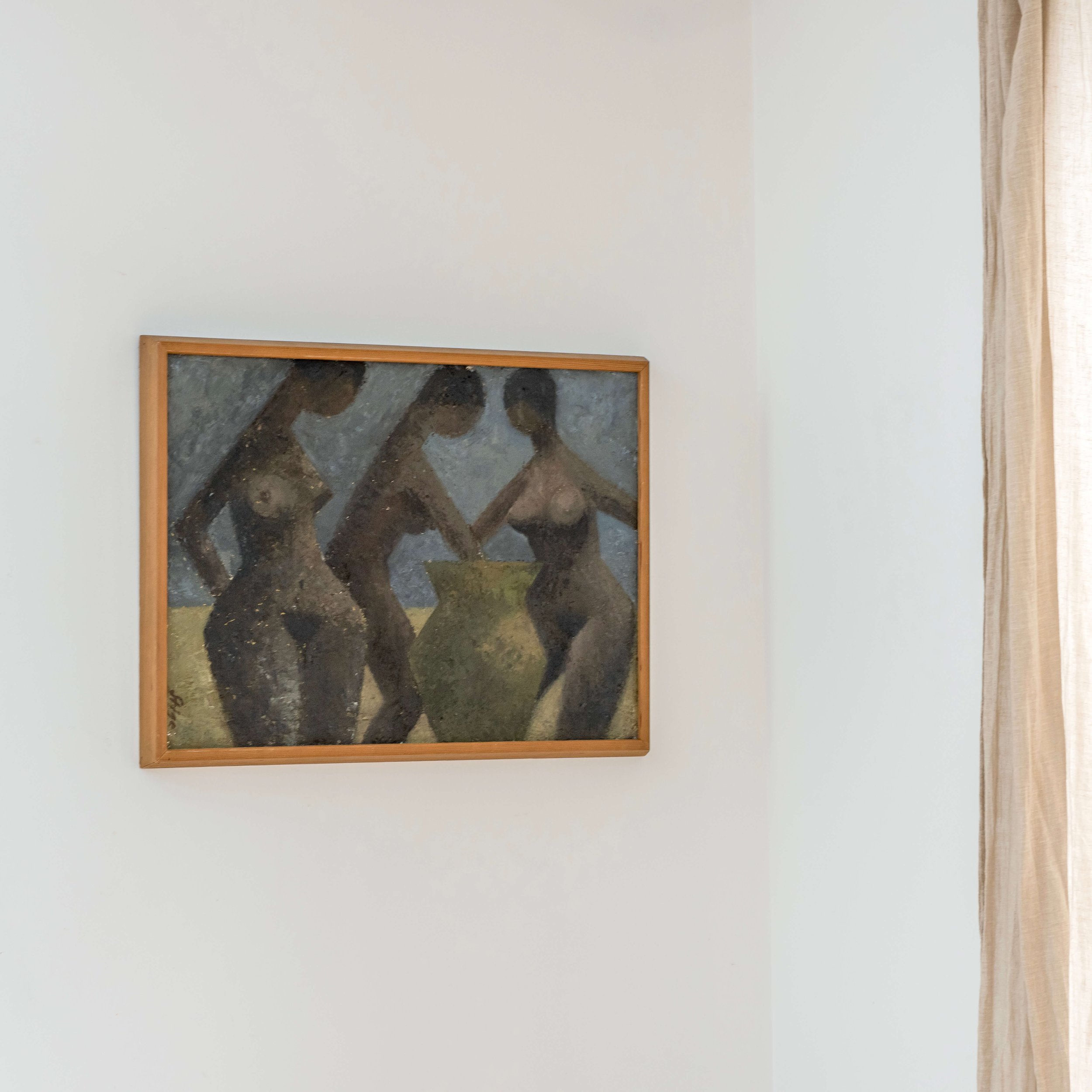 corner Mid 20th Century Oil Painting Nude Figures hutt decor